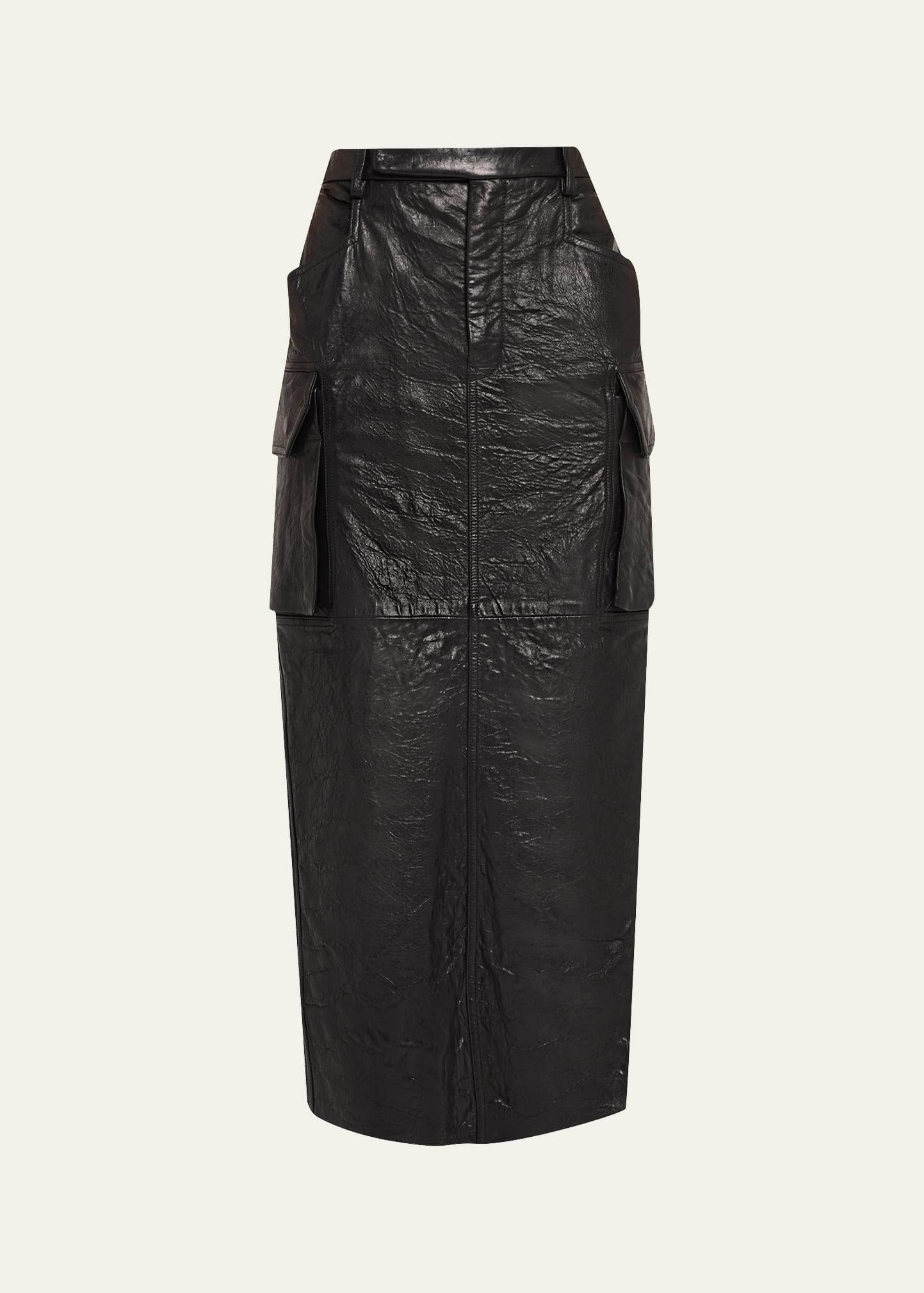 Rick Owens Firbanks Leather Midi Cargo Skirt - Bergdorf Goodman