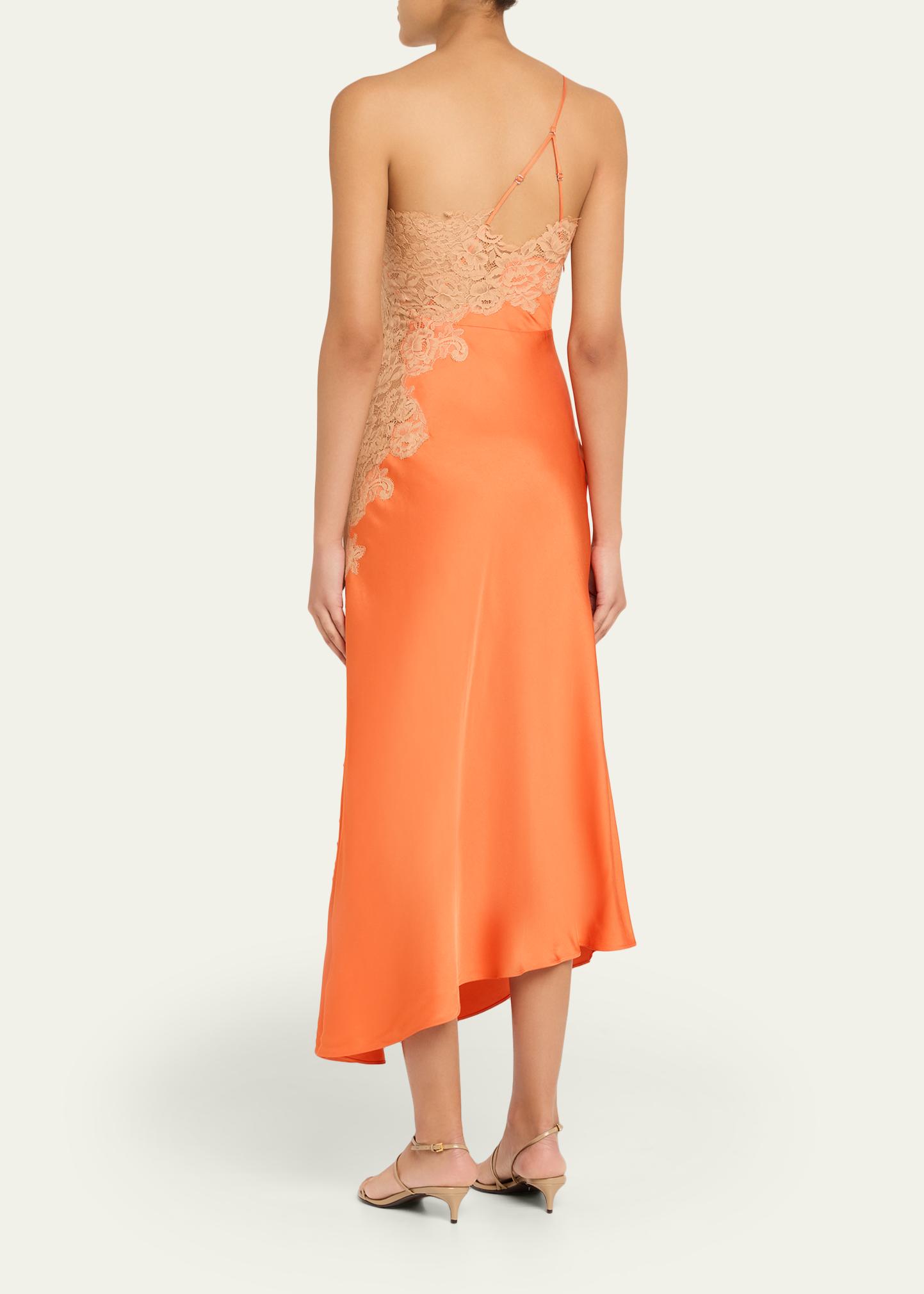 A.L.C. Lou Lace-Embroidered One-Shoulder Slip Dress - Bergdorf Goodman