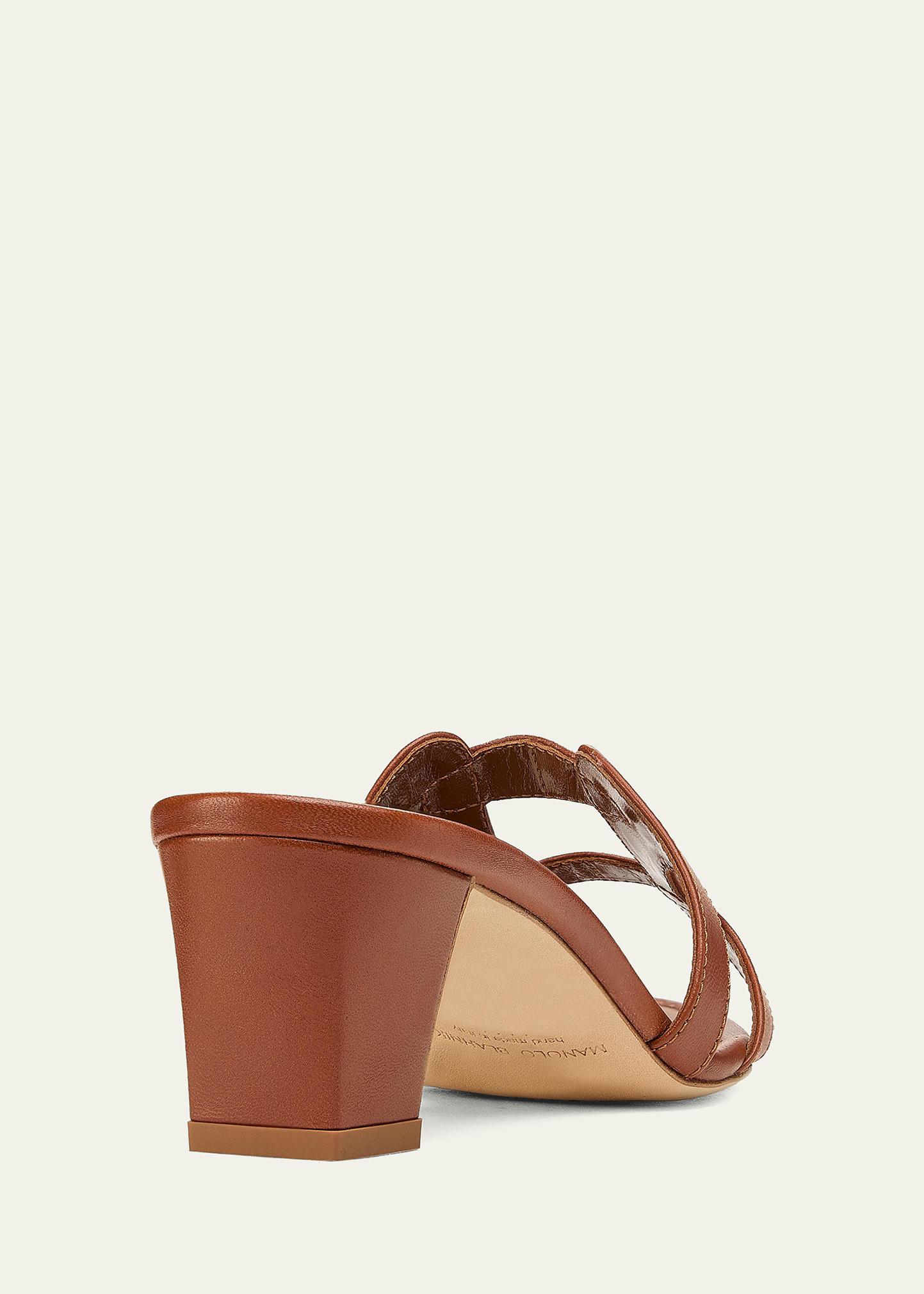 Manolo Blahnik 50mm Grellanu Leather Mule Sandals - Bergdorf Goodman
