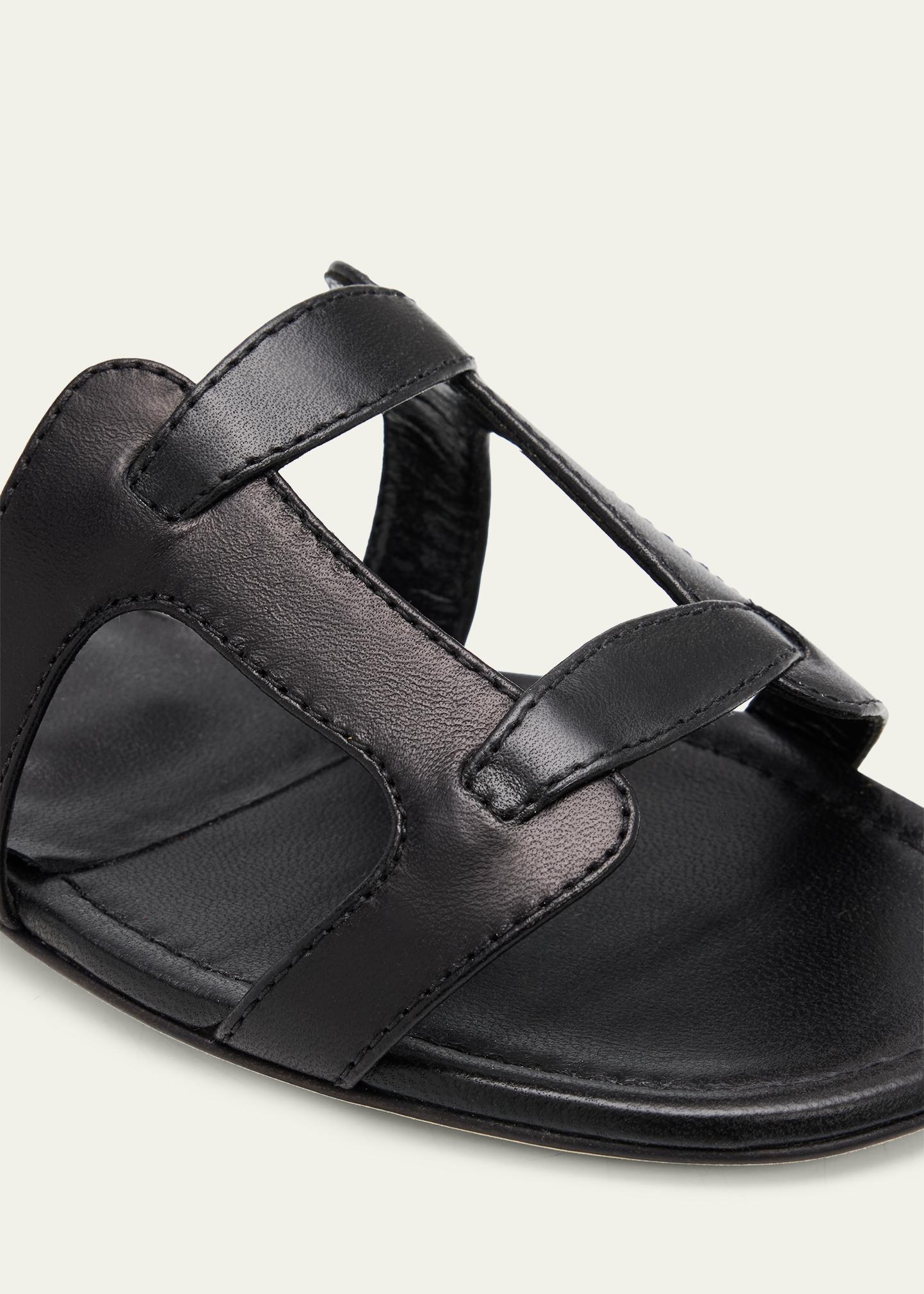 Manolo Blahnik Grellanu Leather Flat Slide Sandals - Bergdorf Goodman