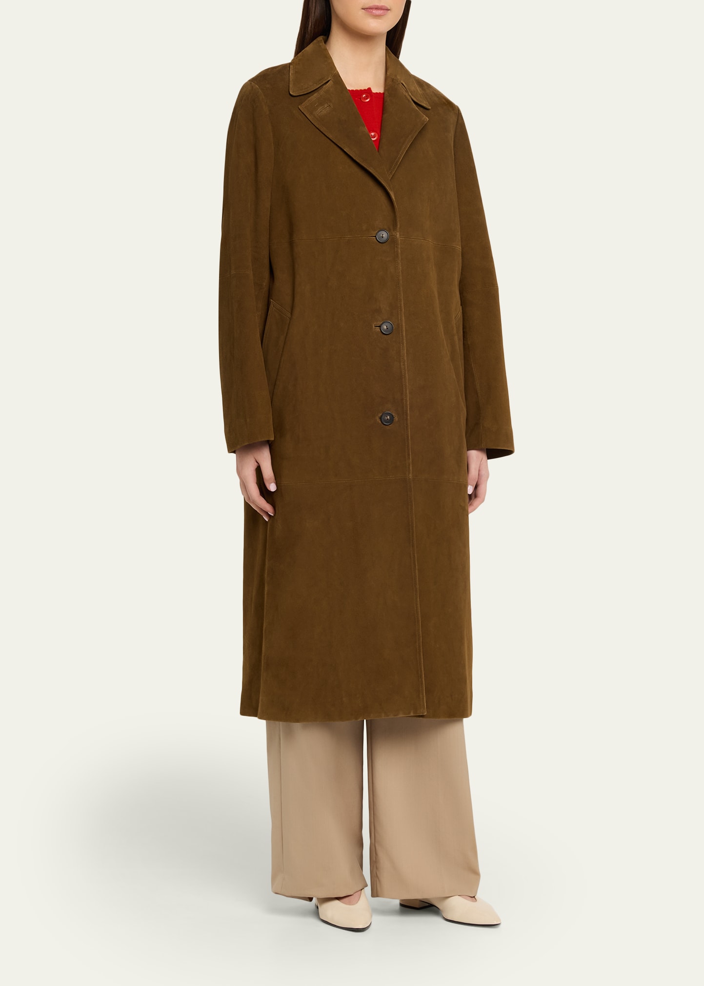 Vince Long Suede Coat - Bergdorf Goodman