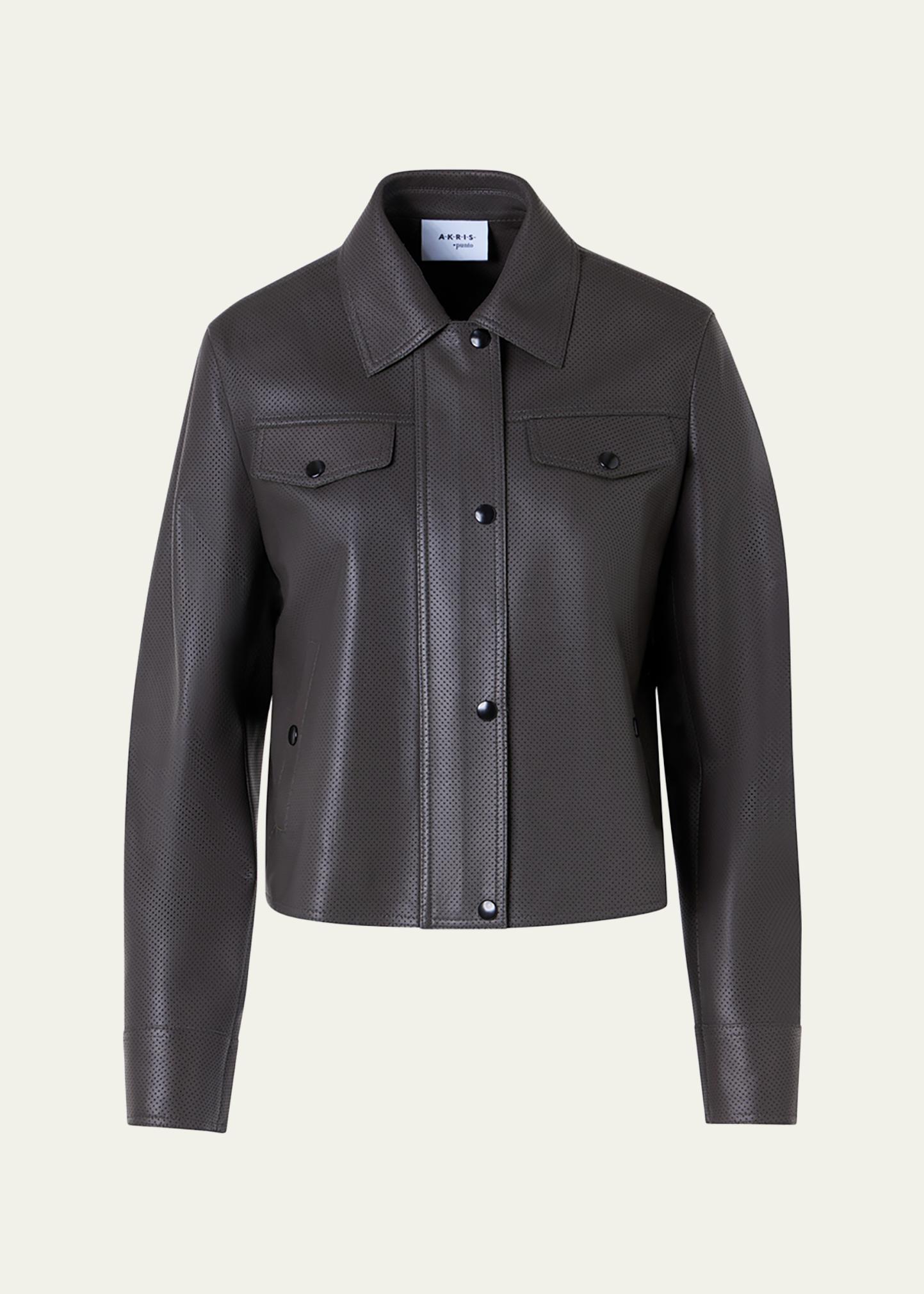 Akris punto Perforated Leather Short Jacket - Bergdorf Goodman