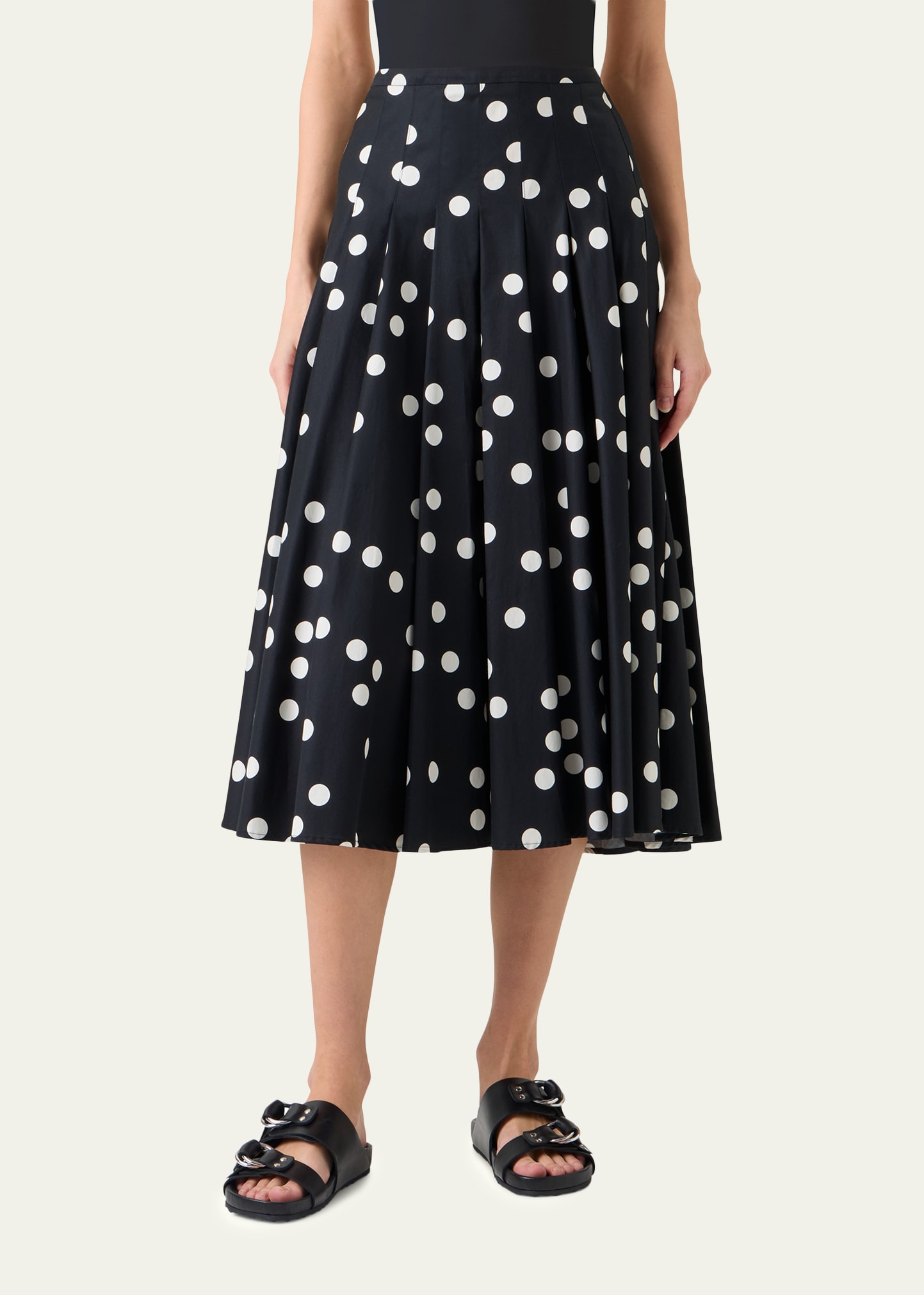 Akris punto Cotton Polka Dot Midi Skirt - Bergdorf Goodman
