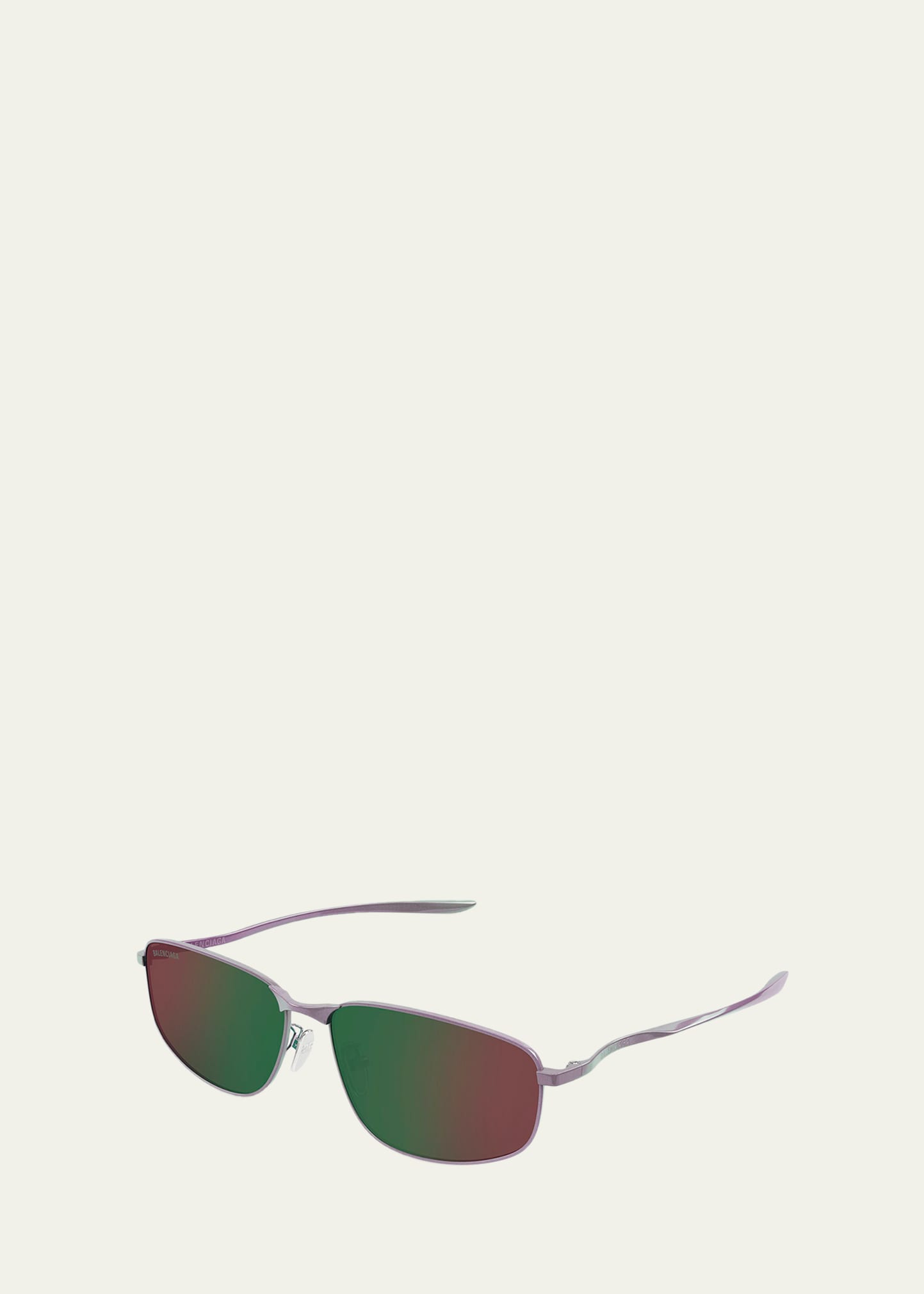 Balenciaga Men's BB0494SA-005 Metal and Nylon Rectangle Sunglasses