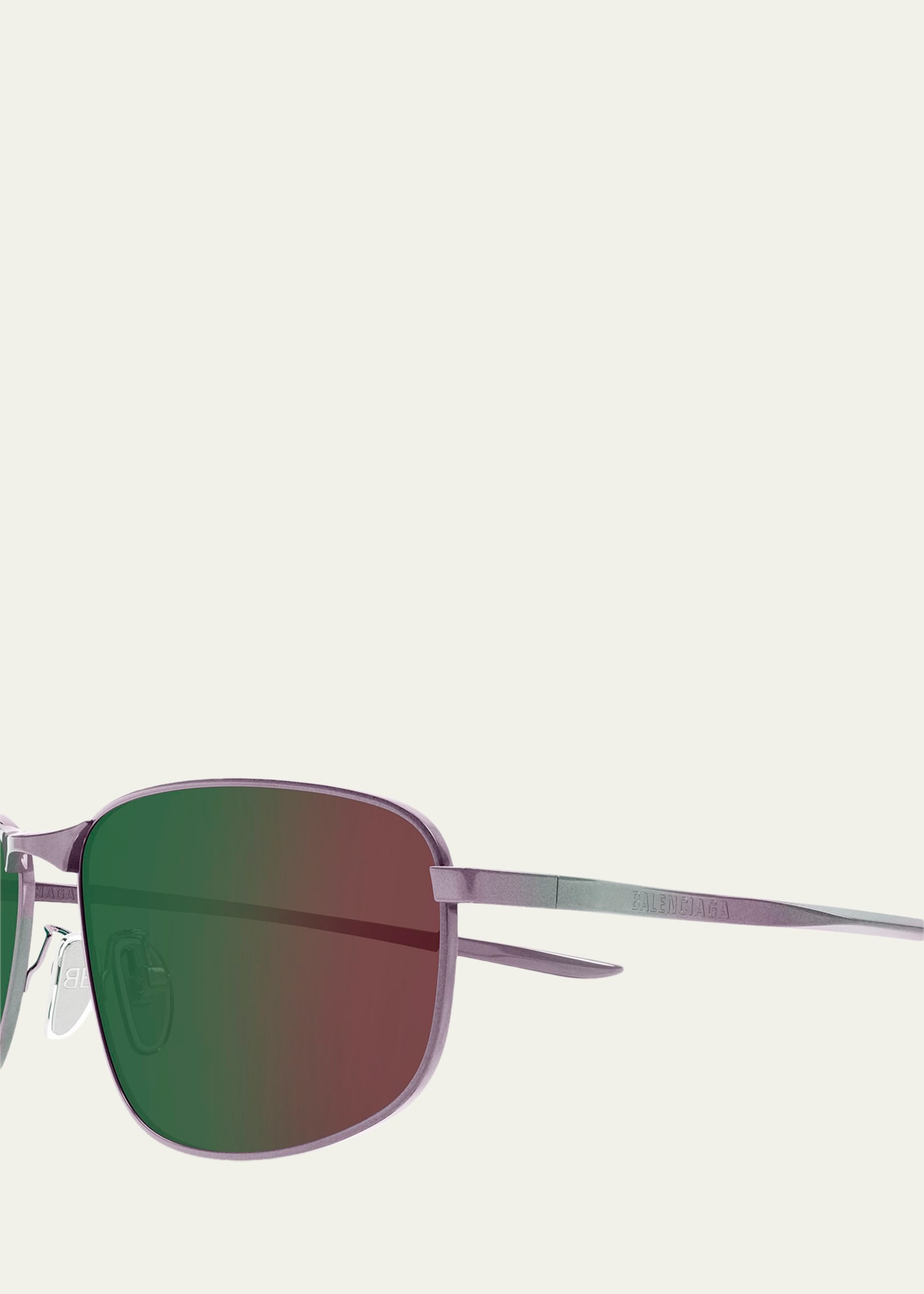 Balenciaga Men's BB0494SA-005 Metal and Nylon Rectangle Sunglasses