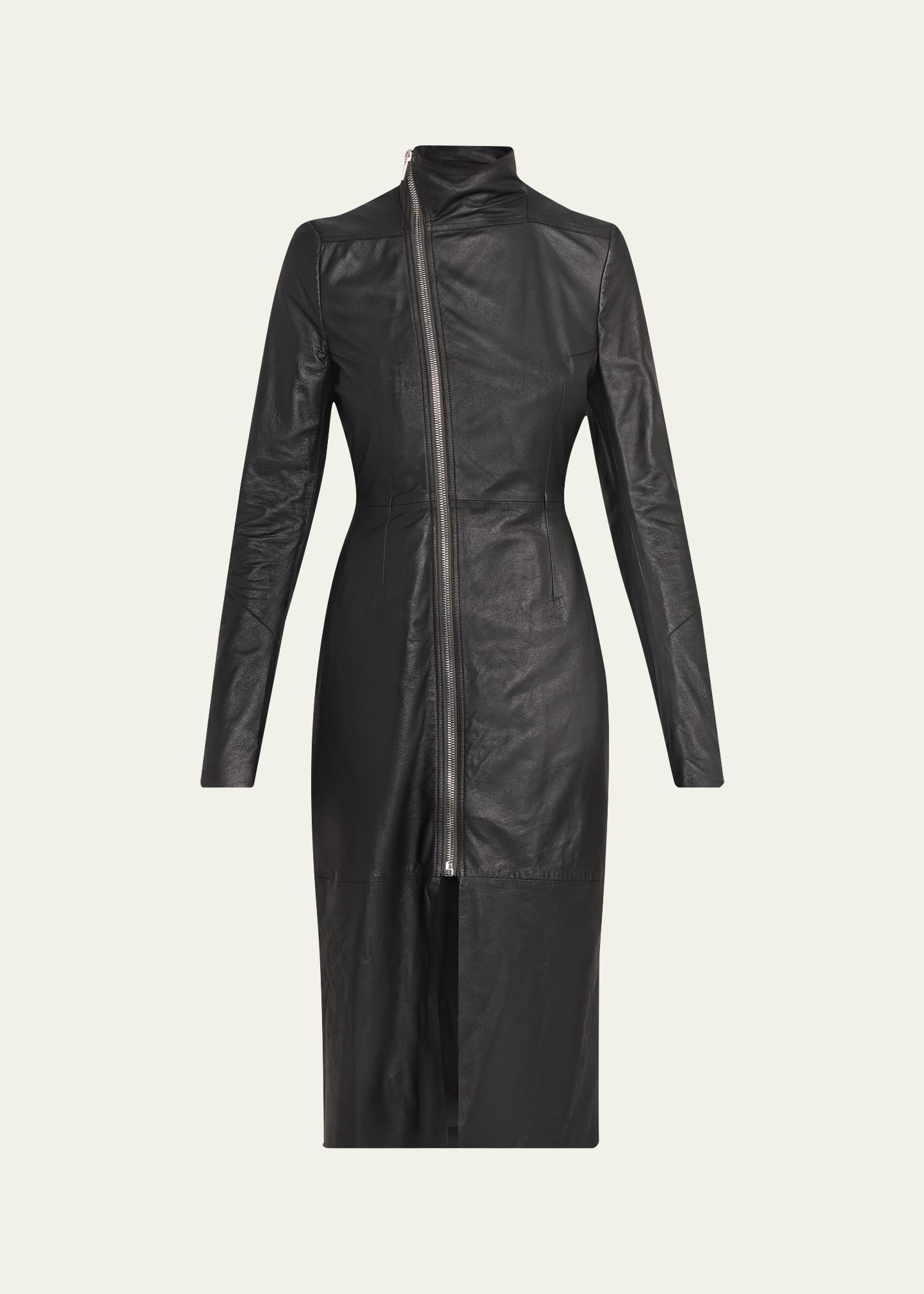 格安‼️レザーポッズ極美品‼️Rick Owens LLP RU01D3384 Rick Owens Gary Leather Asymmetric Zip Coat - Bergdorf Goodman