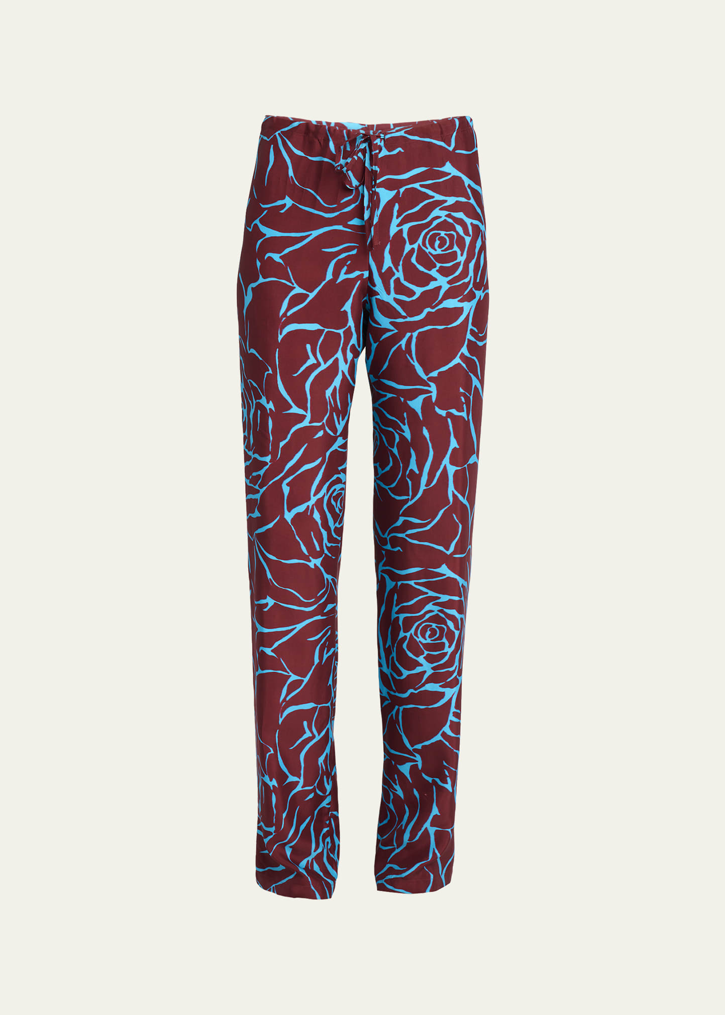 Dries Van Noten Pachas Floral Straight-Leg Drawstring Pants