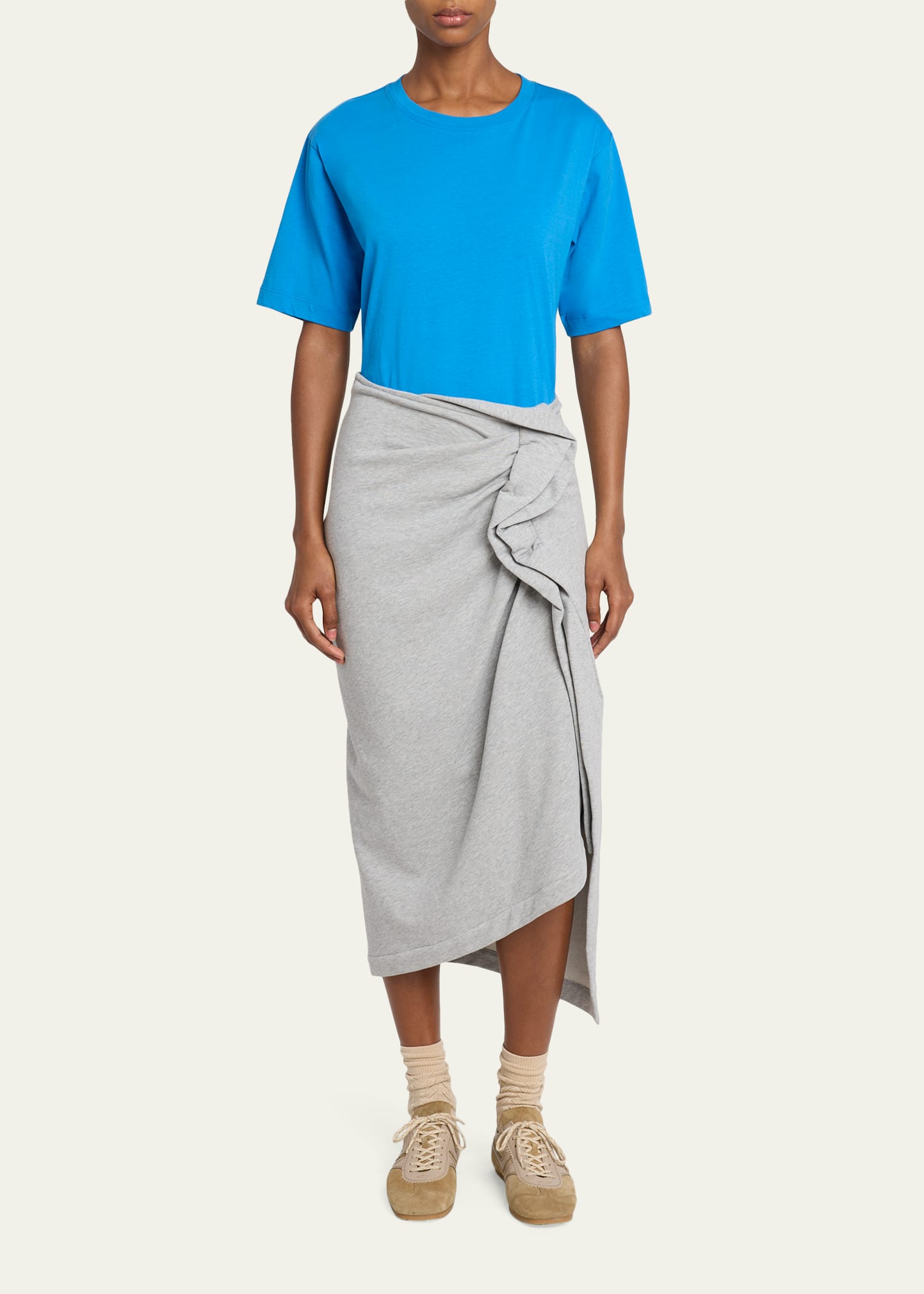 Dries Van Noten Hanam Draped Jersey Midi Skirt - Bergdorf Goodman
