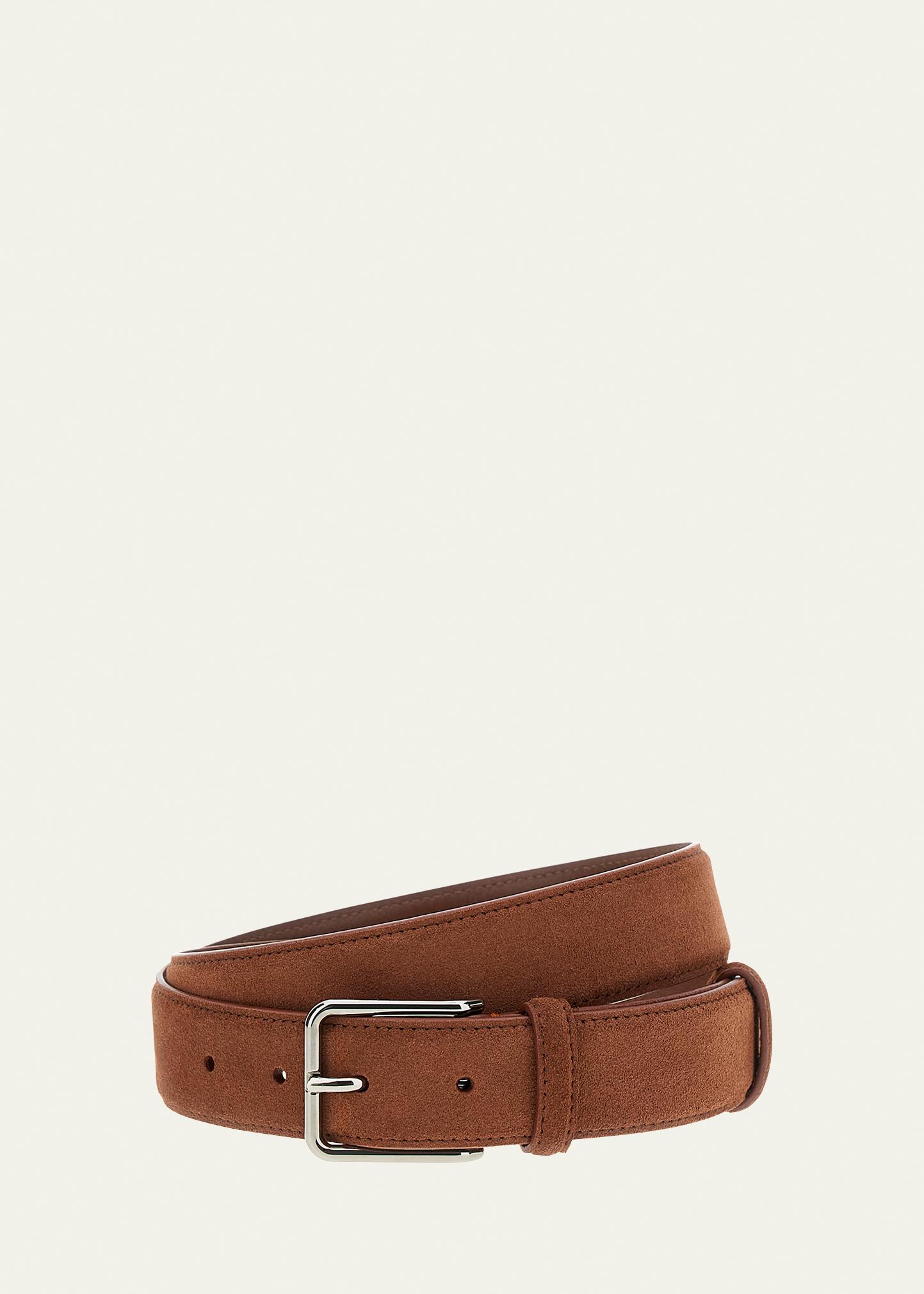 Loro Piana Men's Monterey 32mm Suede Belt - Bergdorf Goodman