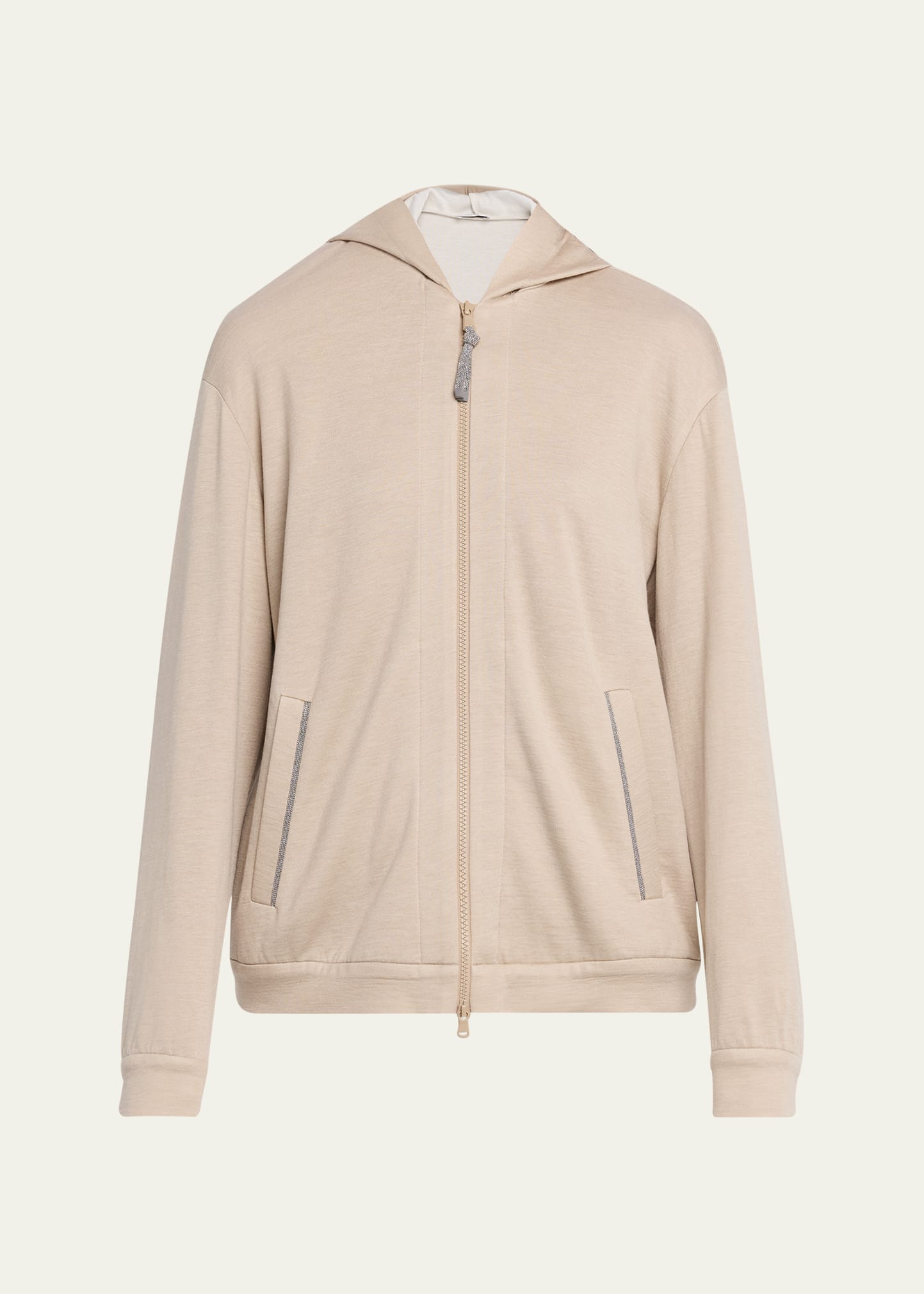 Brunello Cucinelli Monili-Trim Cotton-Silk Zip Cardigan Sweatshirt