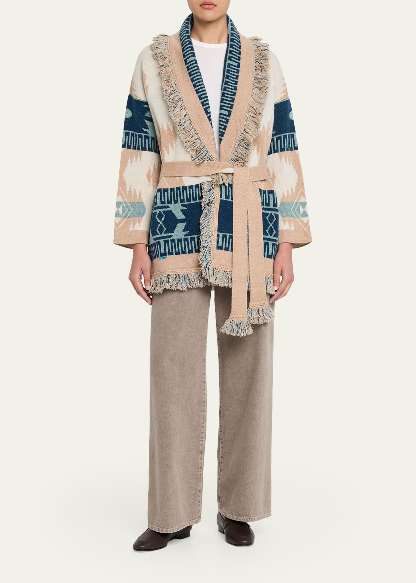 Alanui Icon Jacquard Fringed Wrap Cardigan - Bergdorf Goodman