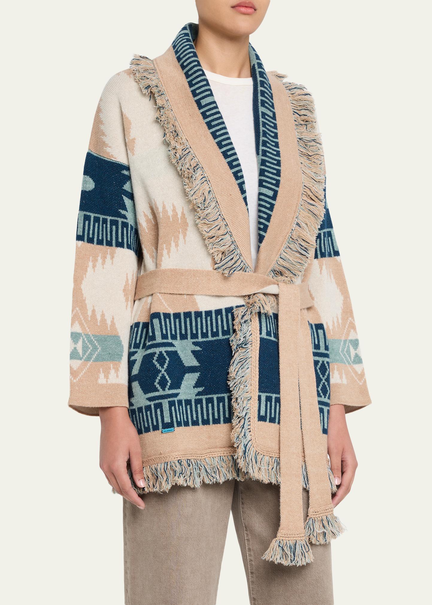 Alanui Icon Jacquard Fringed Wrap Cardigan - Bergdorf Goodman