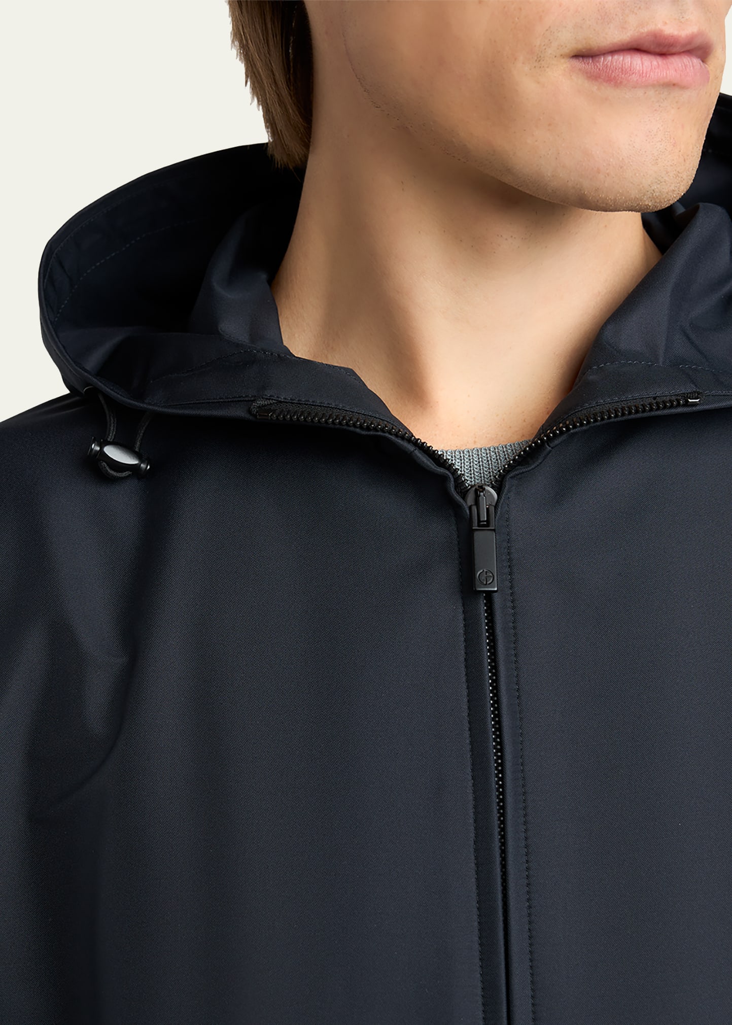 Giorgio Armani Men's Silk and Nylon Full-Zip Hoodie - Bergdorf Goodman