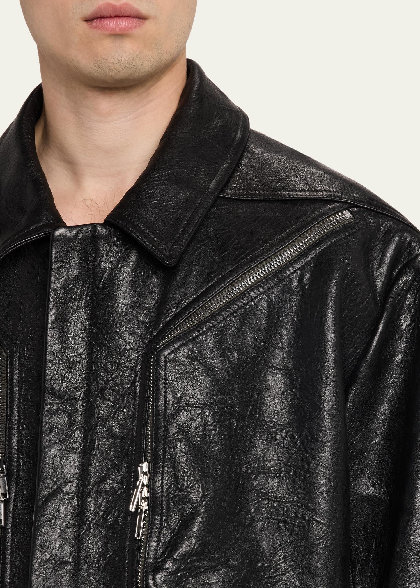 Rick Owens Men's Textured-Leather Biker Jacket - Bergdorf Goodman