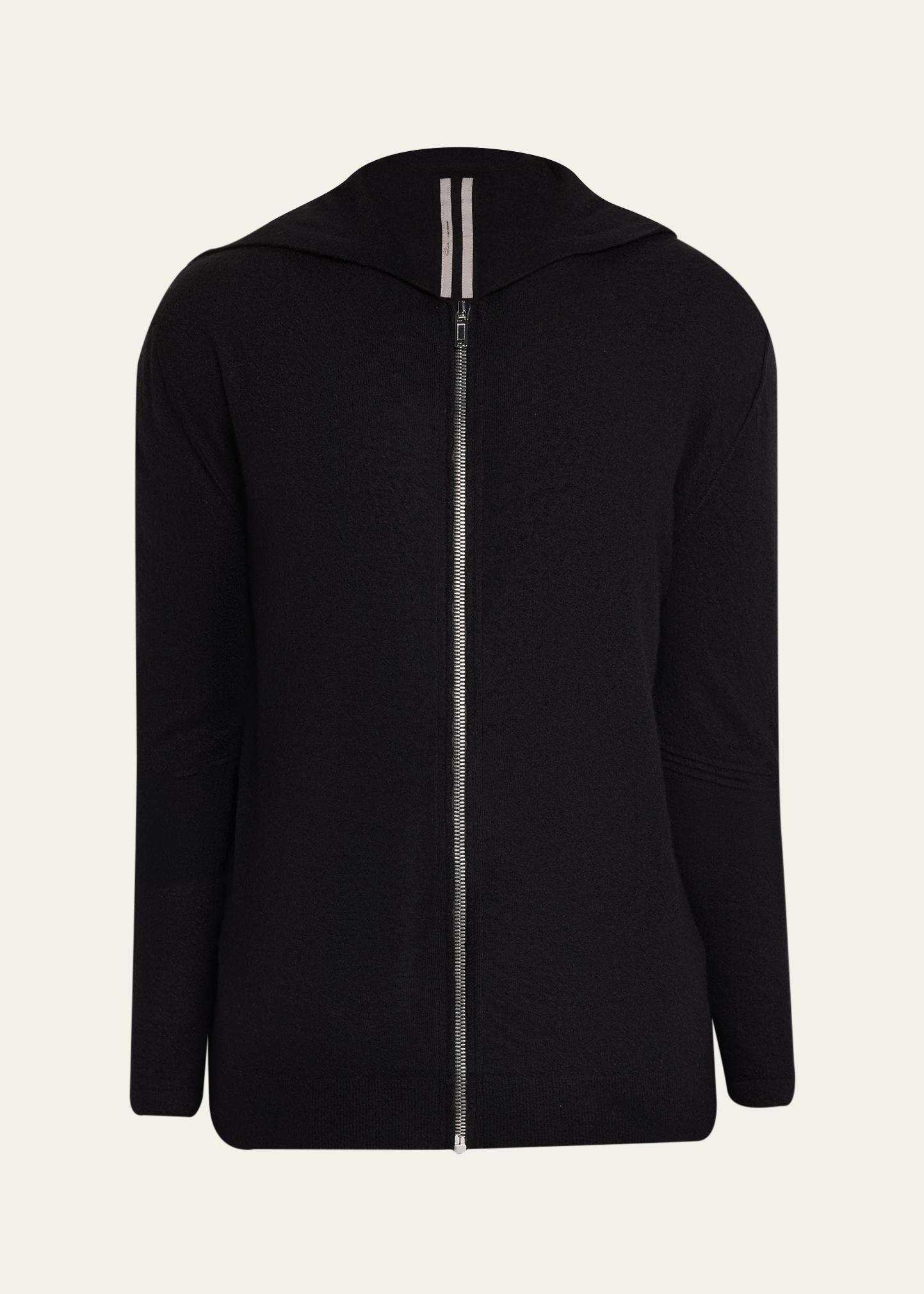 Rick Owens Men's Black Boiled Cashmere Zip-Front Hoodie - Bergdorf