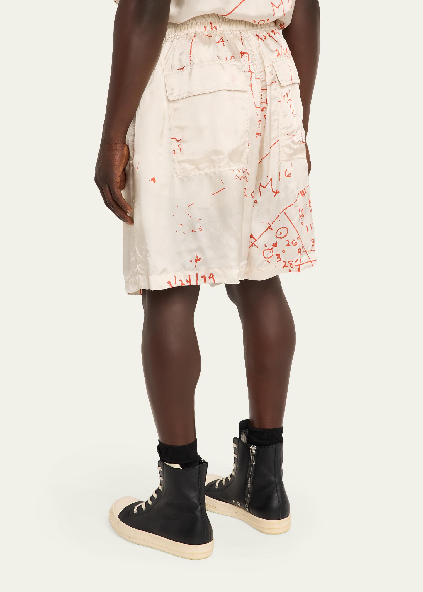 早い者勝ち　格安‼️新品試着のみ　Rric Owens DRAWSTRING Rick Owens Math Print Satin Drawstring Shorts - Bergdorf Goodman