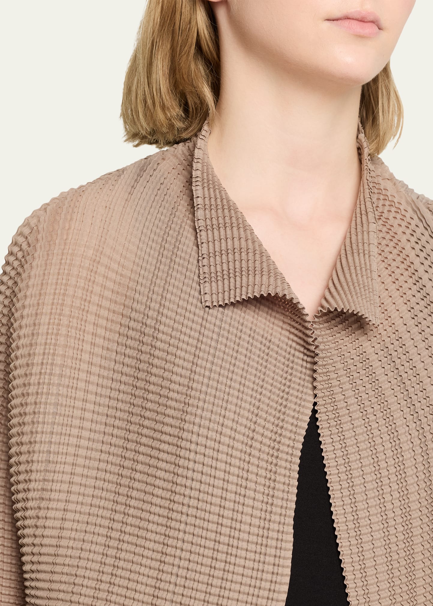 Issey Miyake Textured Pleated Long-Sleeve Open Jacket - Bergdorf