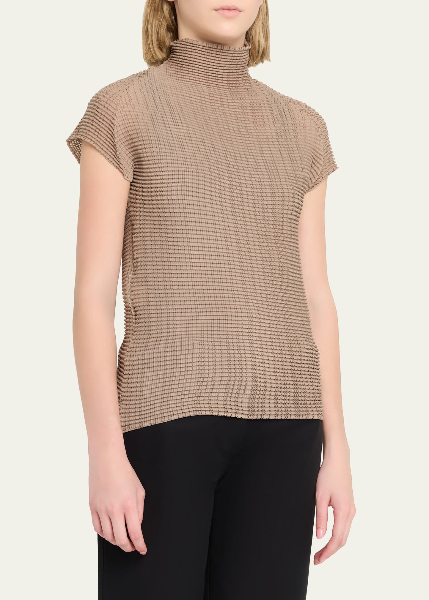 Issey Miyake Wooly Pleats Mock-Neck Top - Bergdorf Goodman