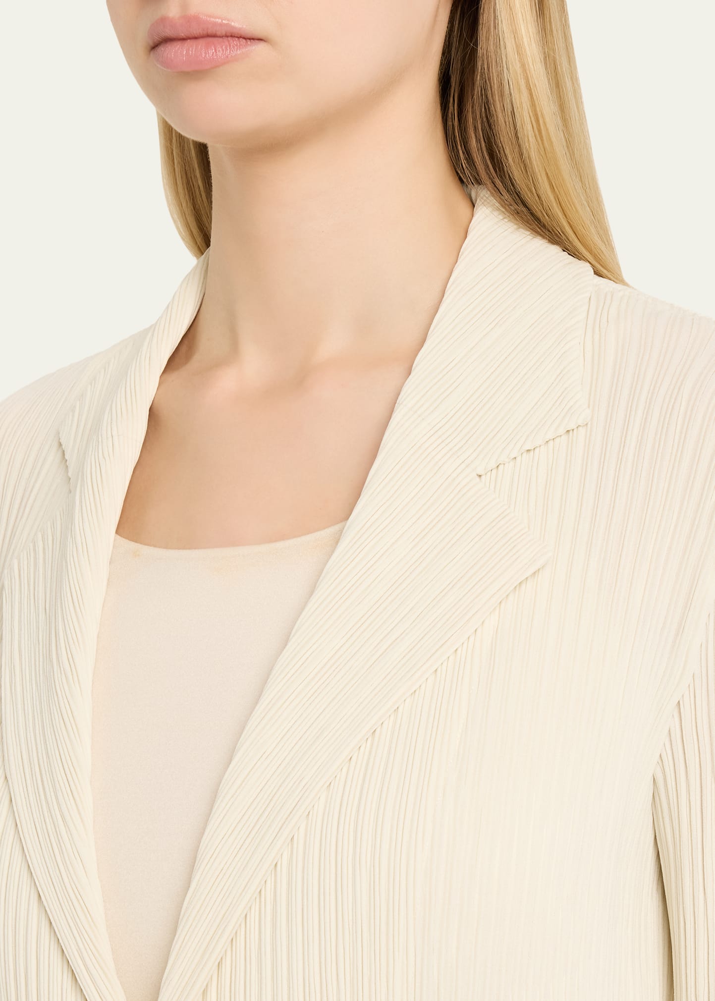 Issey Miyake Hatching Plisse Knit Single-Breasted Jacket