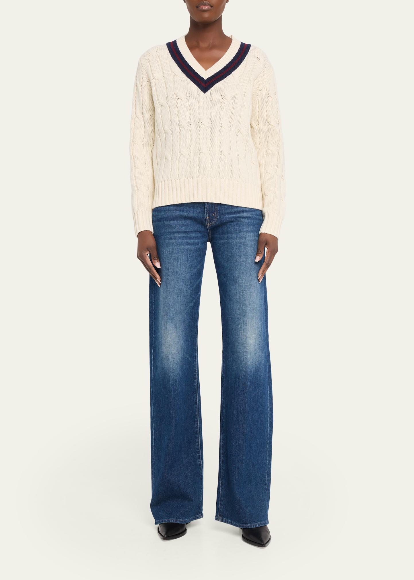 Nili Lotan Fabiana Cable-Knit V-Neck Sweater - Bergdorf Goodman