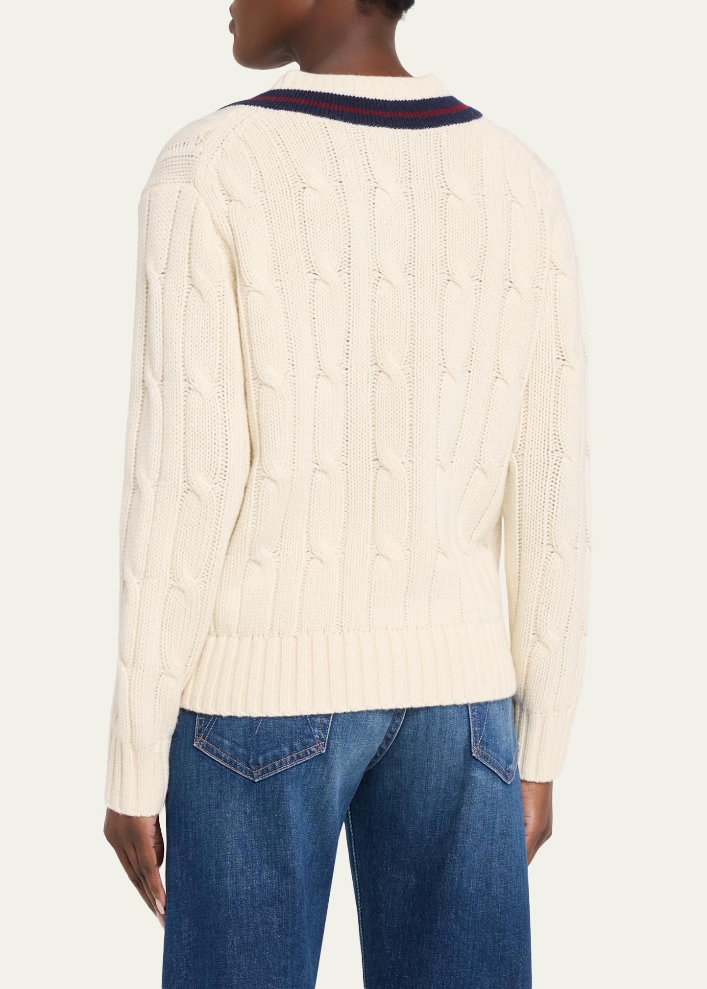 Nili Lotan Fabiana Cable-Knit V-Neck Sweater - Bergdorf Goodman