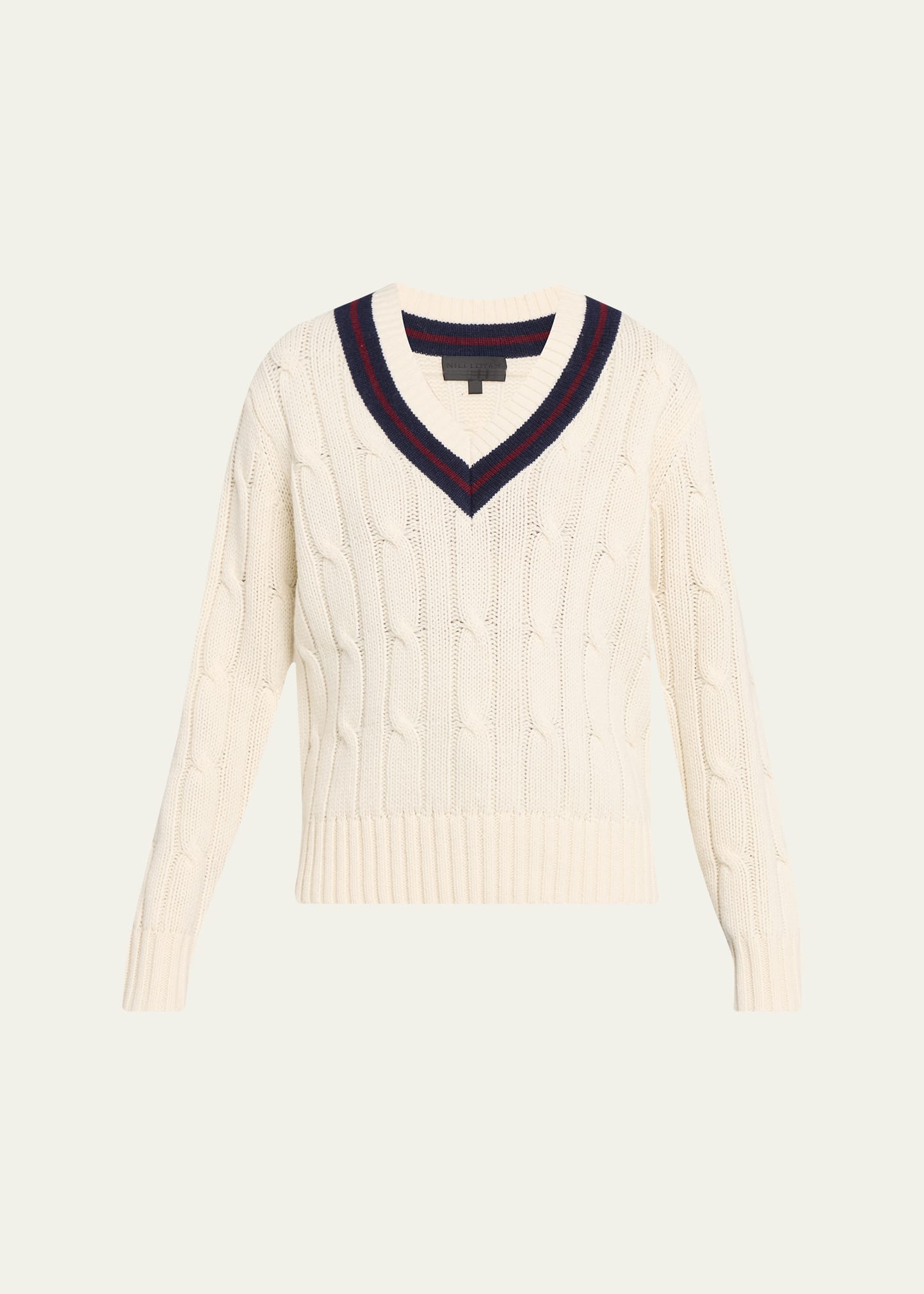 Nili Lotan Fabiana Cable-Knit V-Neck Sweater - Bergdorf Goodman