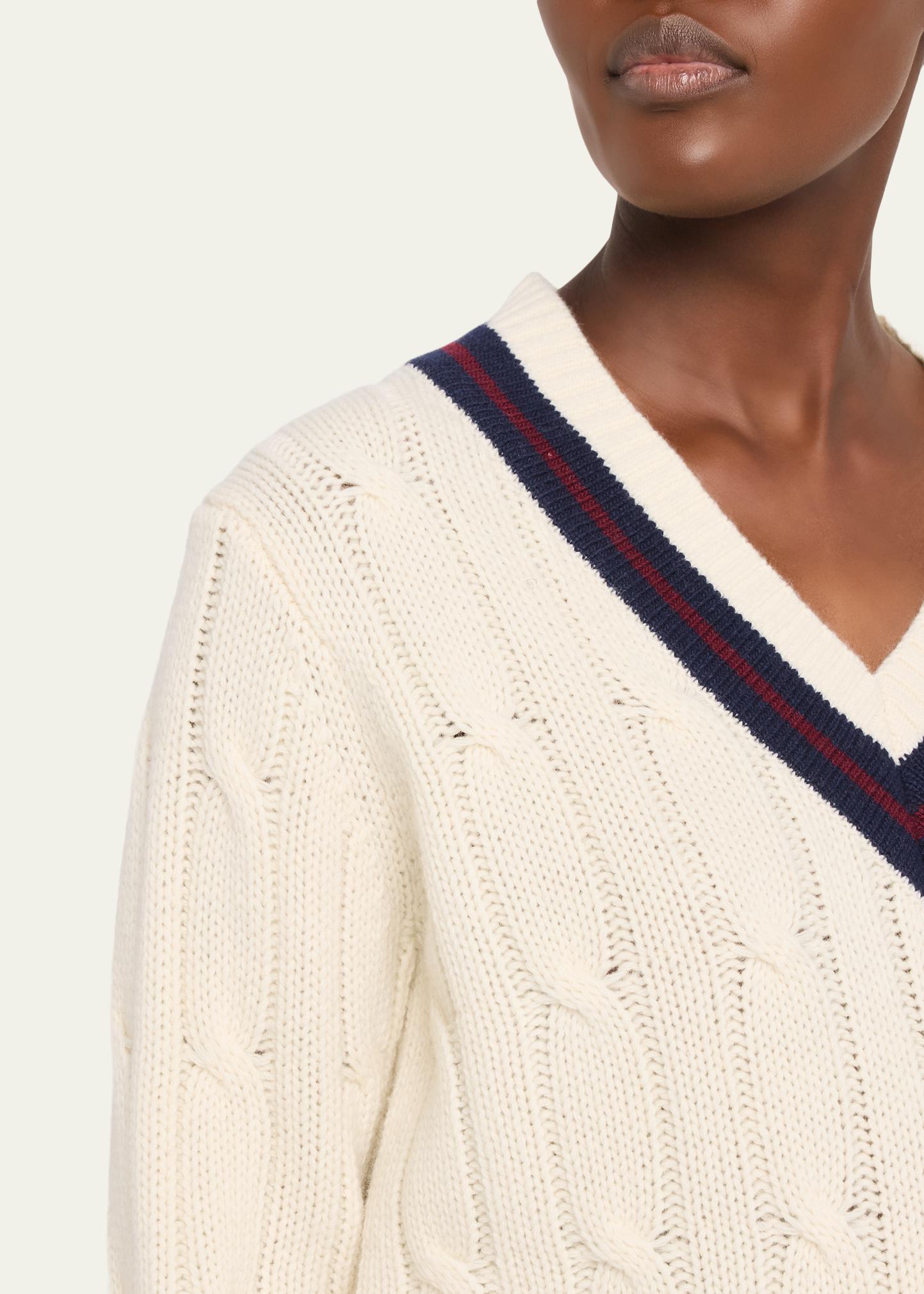 Nili Lotan Fabiana Cable-Knit V-Neck Sweater - Bergdorf Goodman