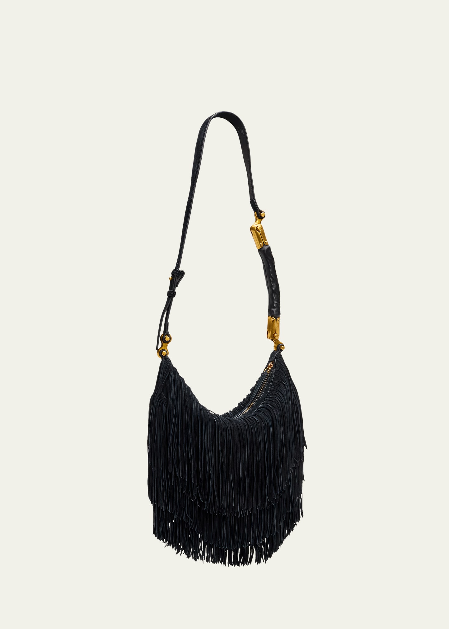 Balmain Ebene Suede Fringe Hobo Bag - Bergdorf Goodman