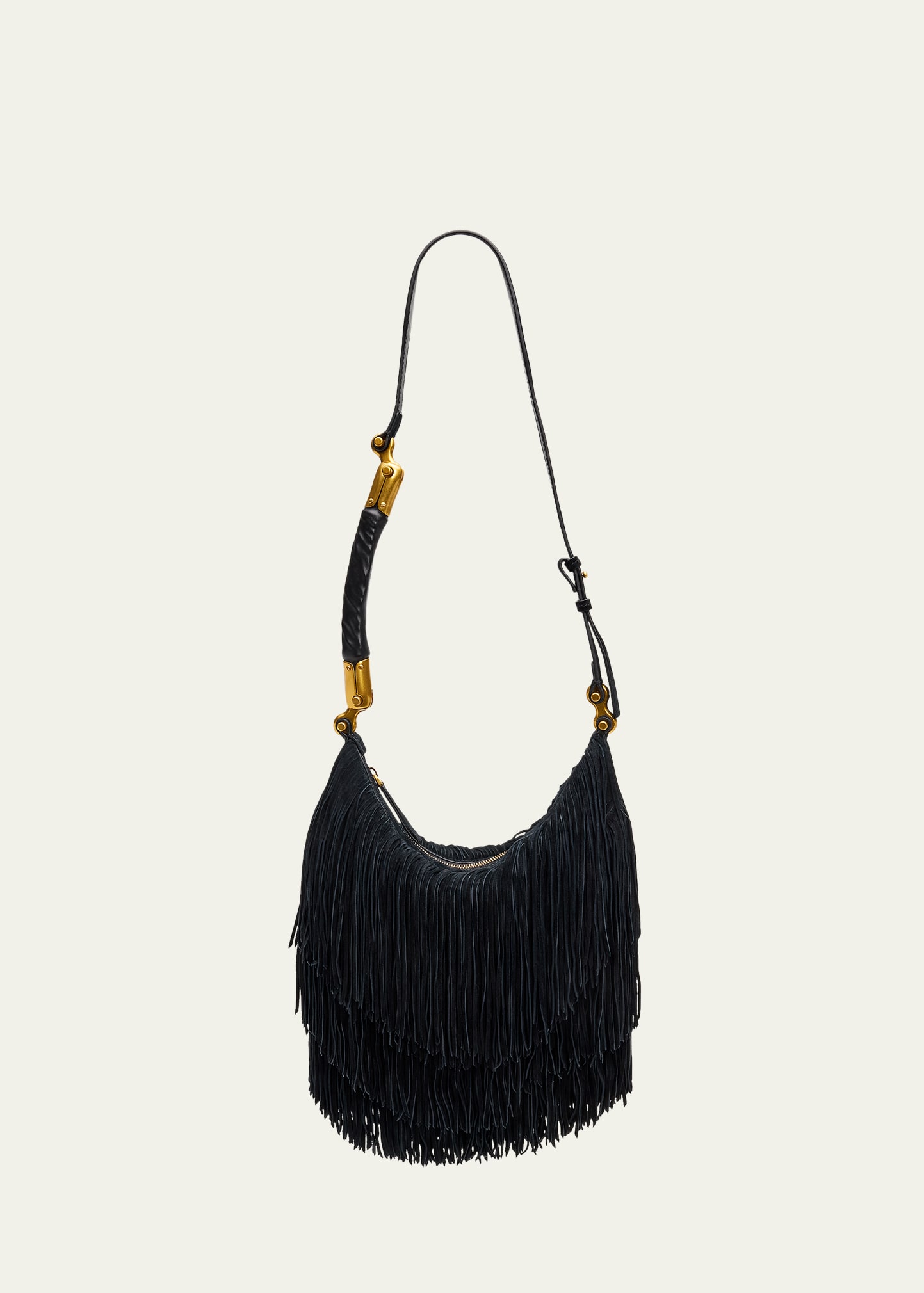 Balmain Ebene Suede Fringe Hobo Bag - Bergdorf Goodman