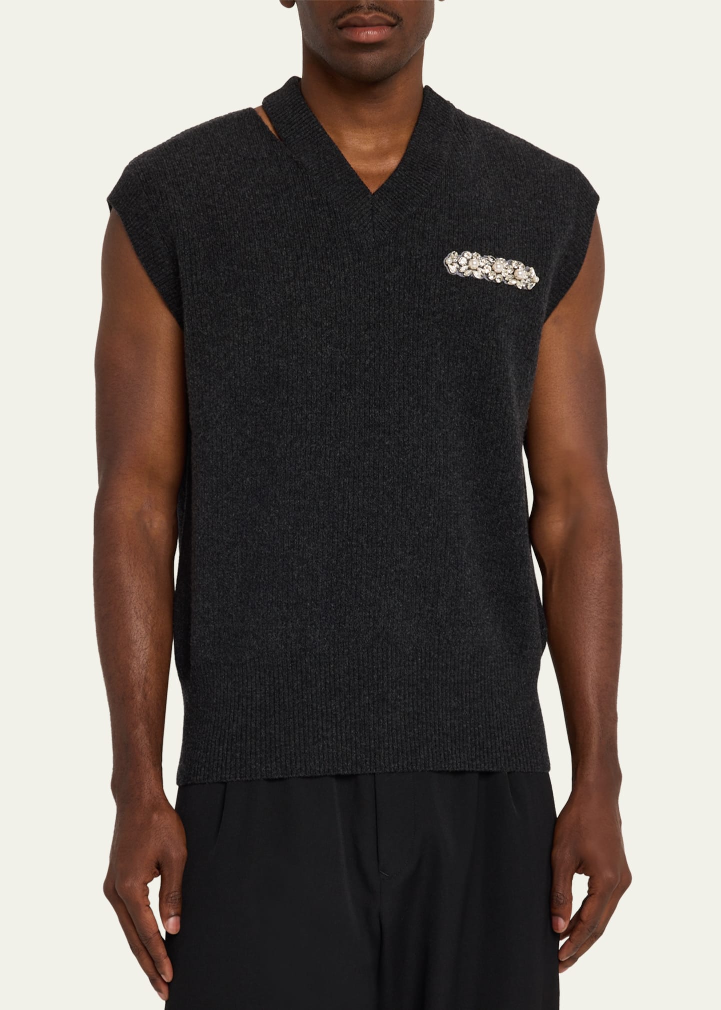 Simone Rocha Men's Embellished Merino Seam Bite Vest - Bergdorf