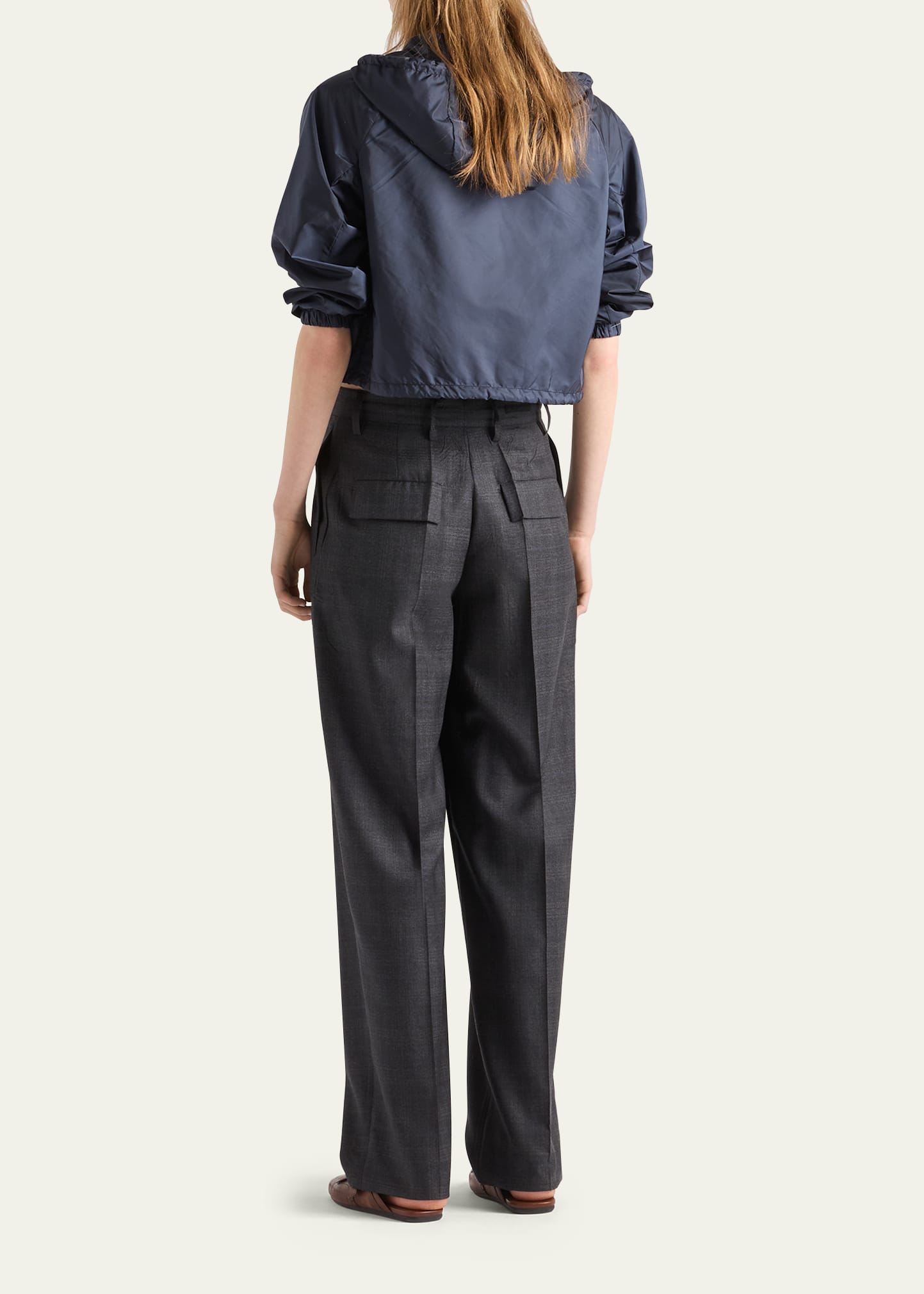 Prada Cropped Re-Nylon Hooded Zip Jacket - Bergdorf Goodman