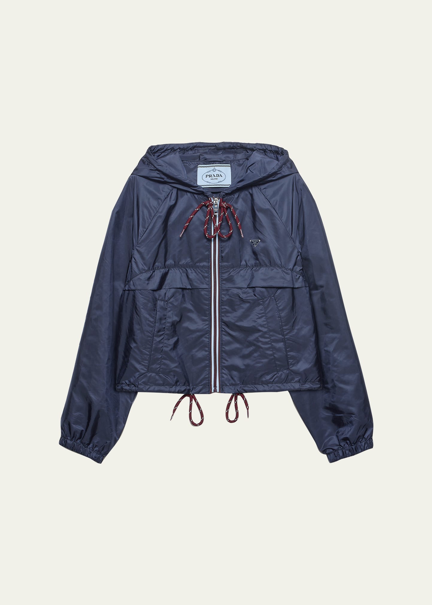 Prada Cropped Re-Nylon Hooded Zip Jacket - Bergdorf Goodman