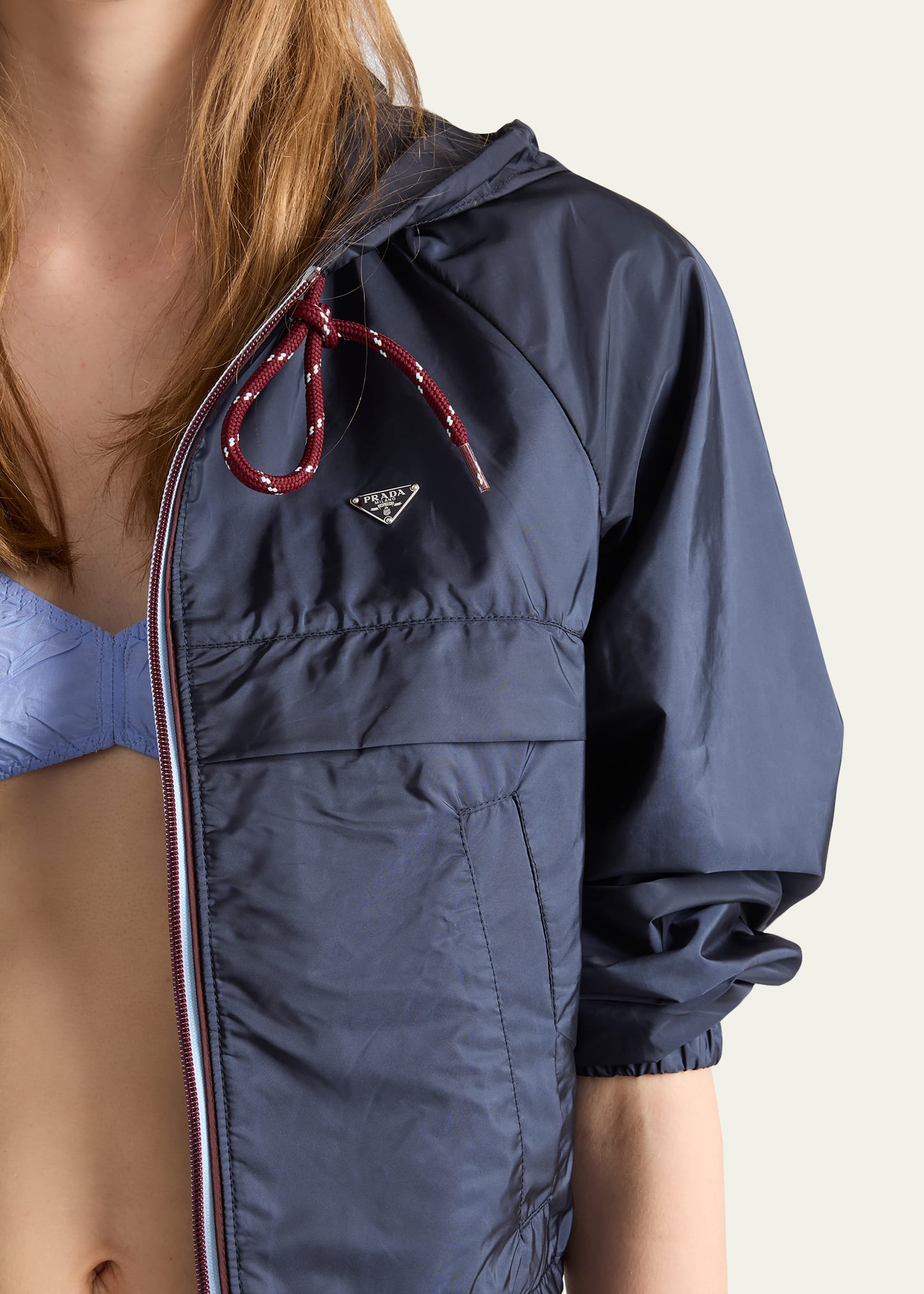 Prada Cropped Re-Nylon Hooded Zip Jacket - Bergdorf Goodman