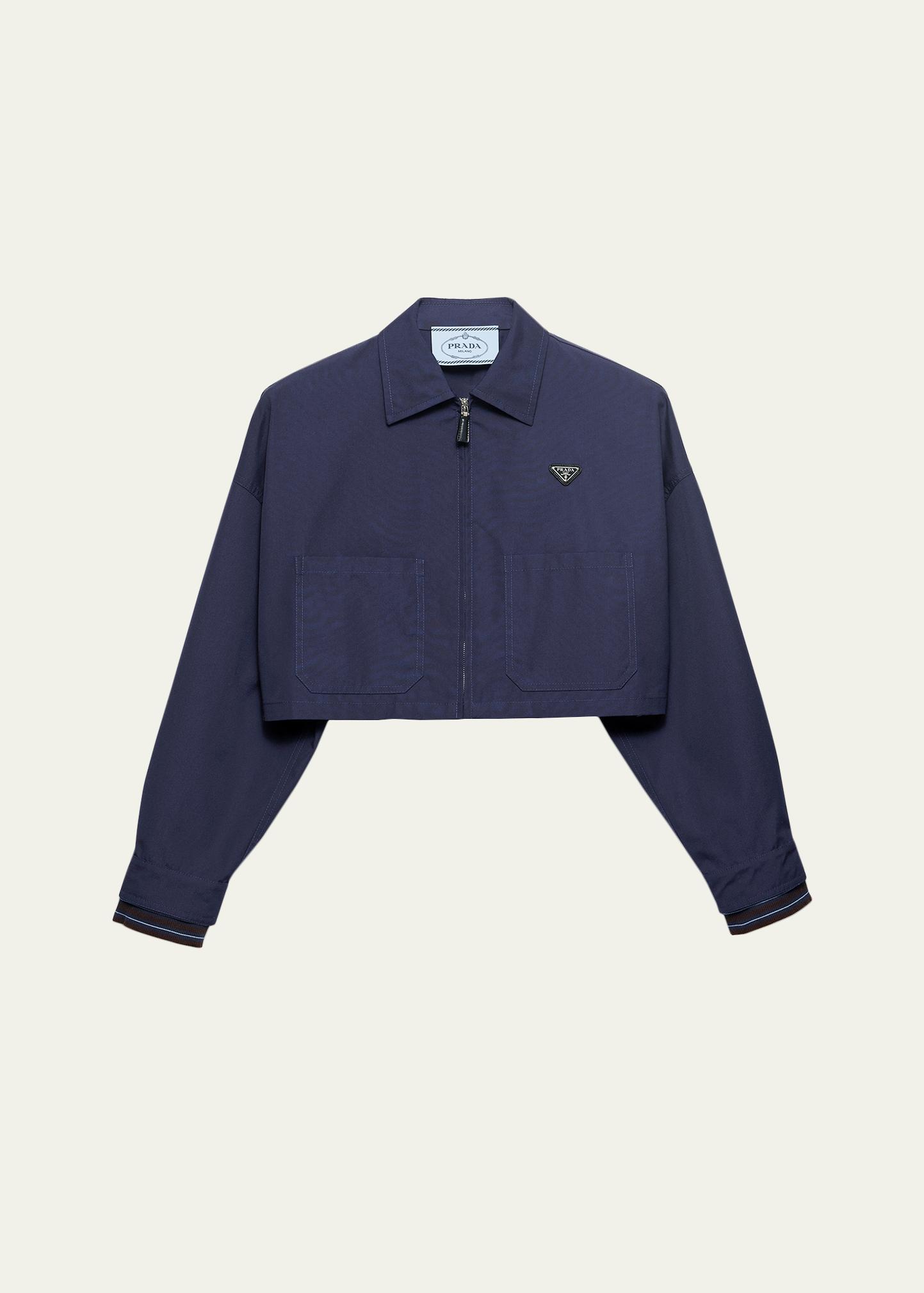 Prada Patch-Pocket Cotton Crop Zip Jacket - Bergdorf Goodman