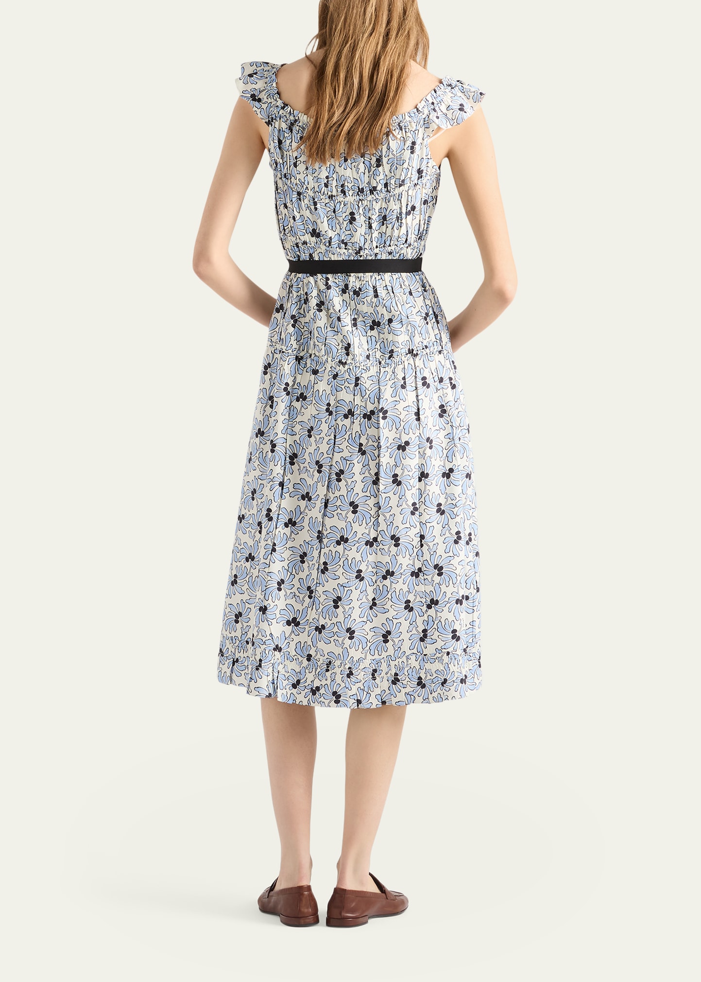 Prada Floral-Print Pongé Sleeveless Midi Dress - Bergdorf Goodman