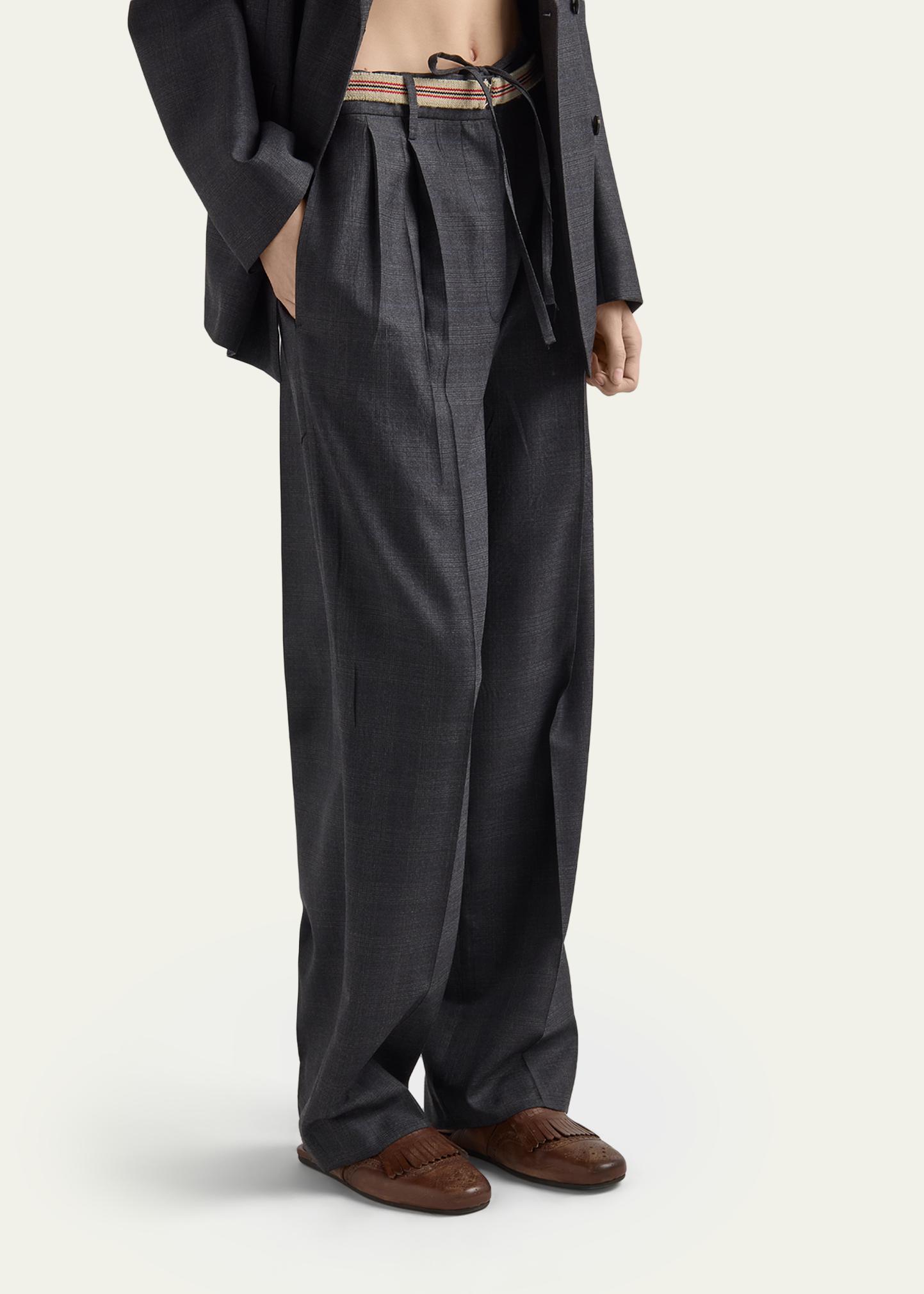Prada Pleated Wool Drawstring Trousers - Bergdorf Goodman