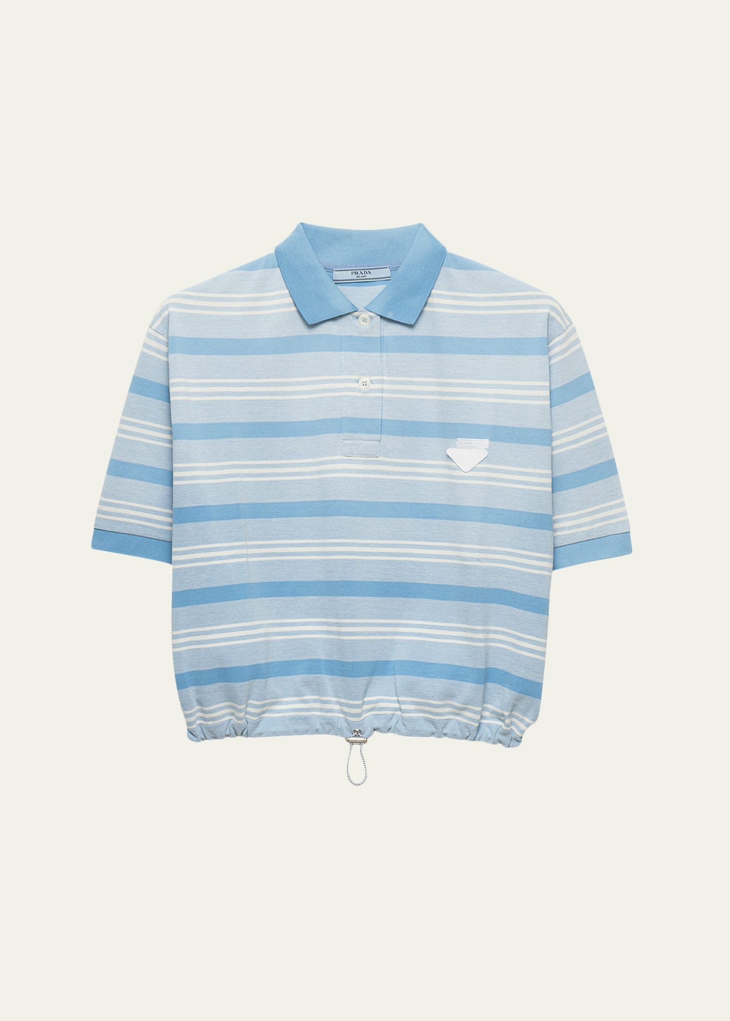 Prada Cropped Striped Piqué Polo Shirt - Bergdorf Goodman