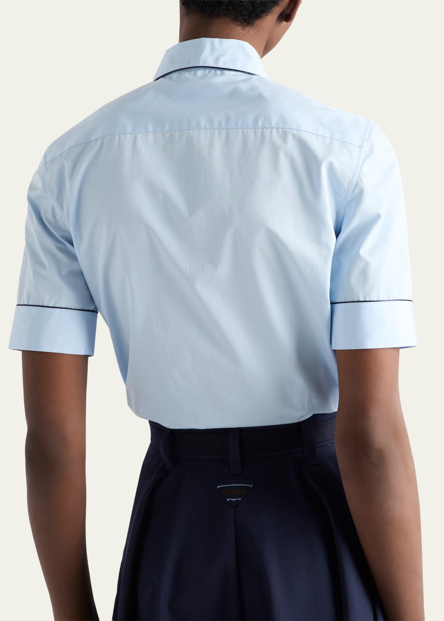 Prada Short-Sleeve Cotton Button-Down Top - Bergdorf Goodman