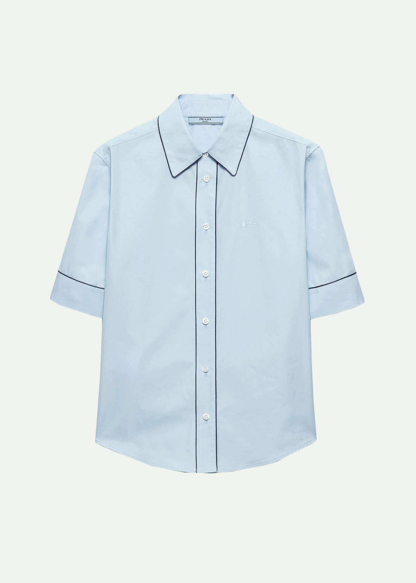 Prada Short-Sleeve Cotton Button-Down Top - Bergdorf Goodman