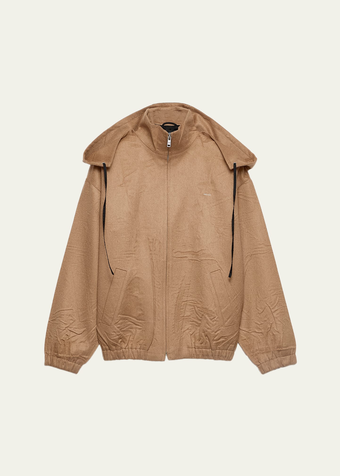 Prada Brushed Camel Zip-Up Hoodie - Bergdorf Goodman