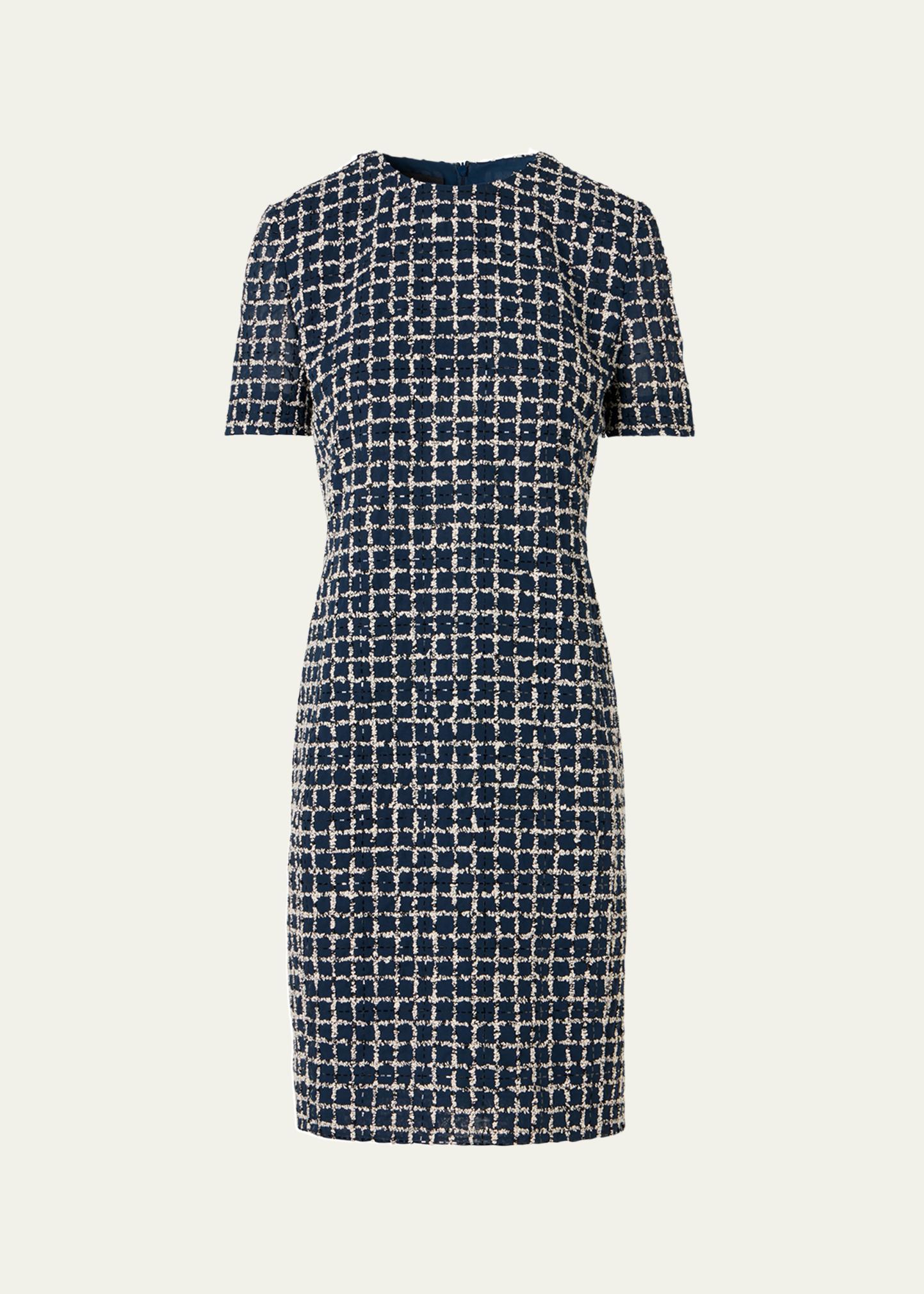 Akris 3D Check Embroidered Sheath Dress - Bergdorf Goodman