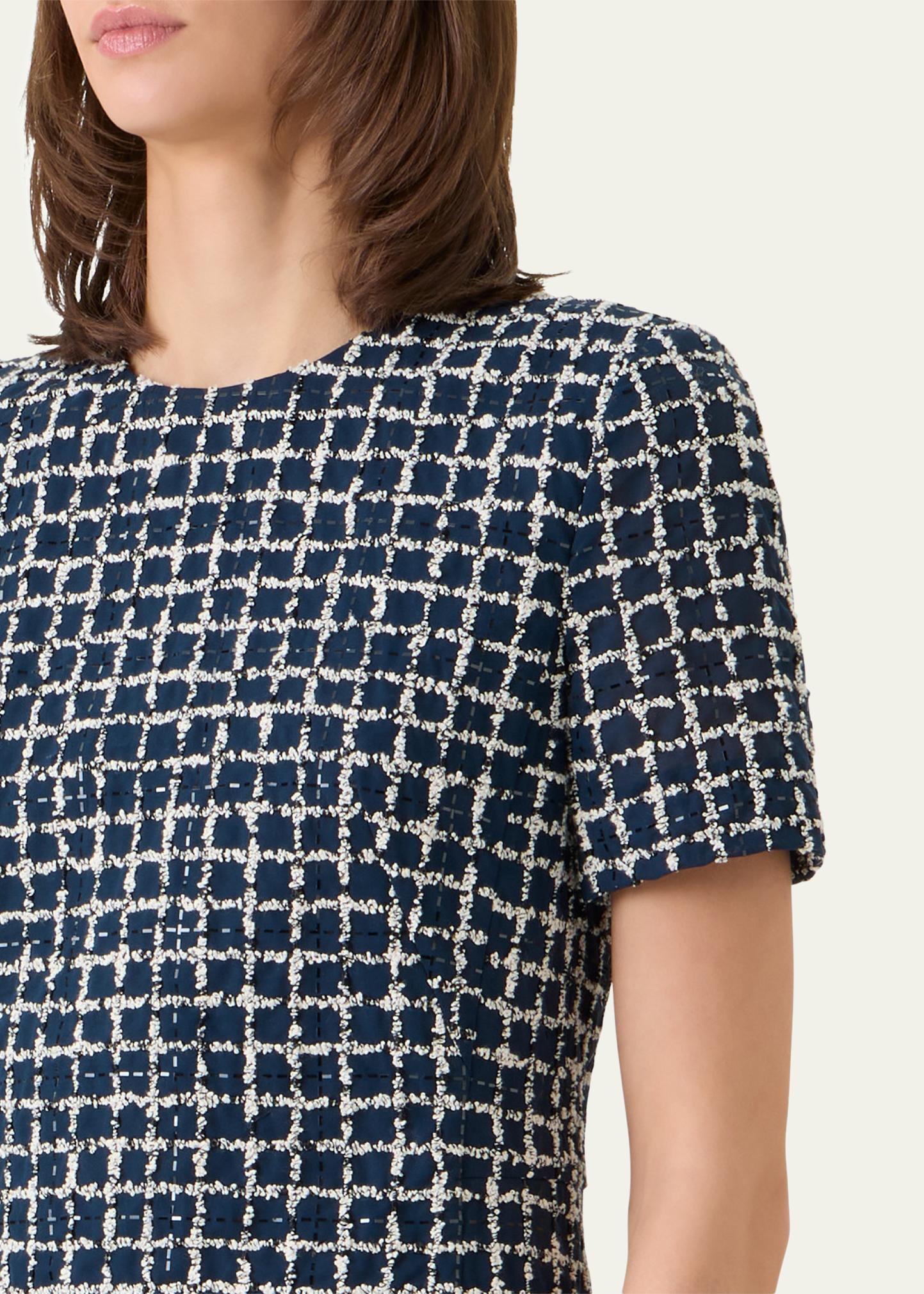 Akris 3D Check Embroidered Sheath Dress - Bergdorf Goodman