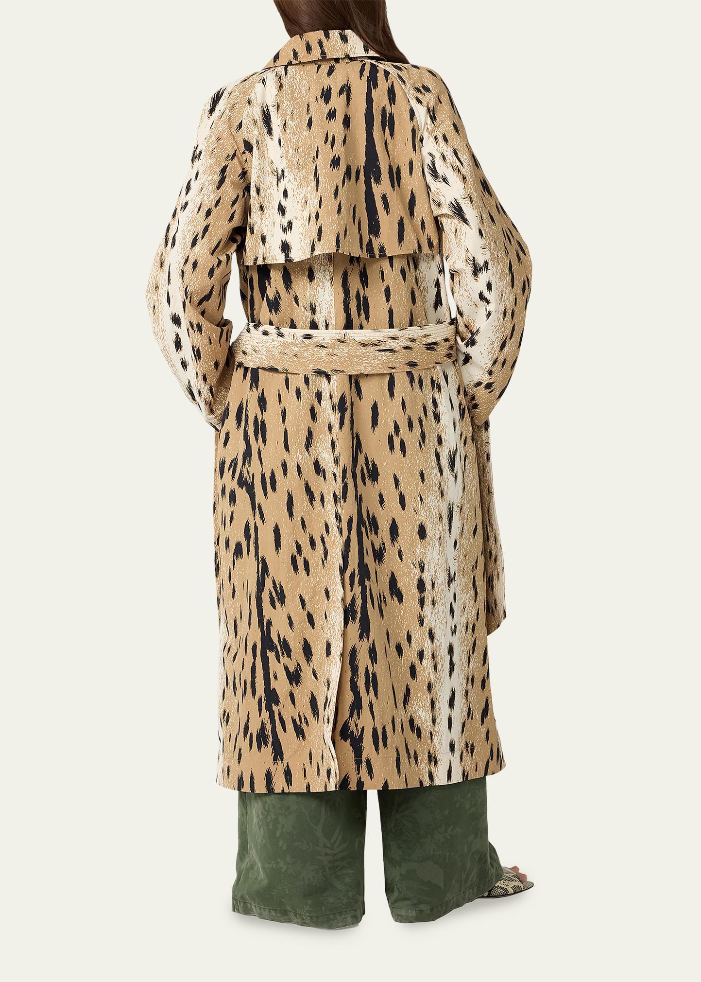 Diane von Furstenberg Kamirah Belted Animal-Print Trench Coat