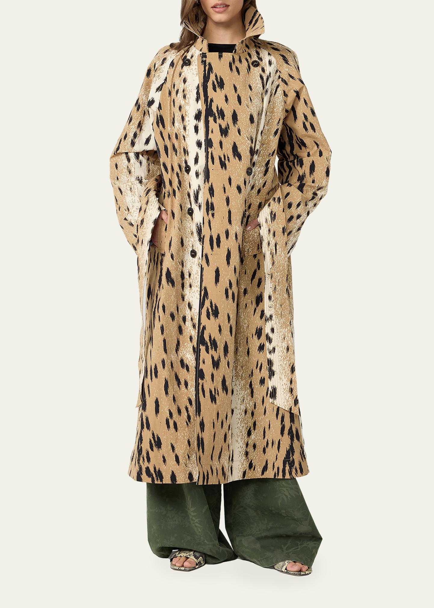 Diane von Furstenberg Kamirah Belted Animal-Print Trench Coat
