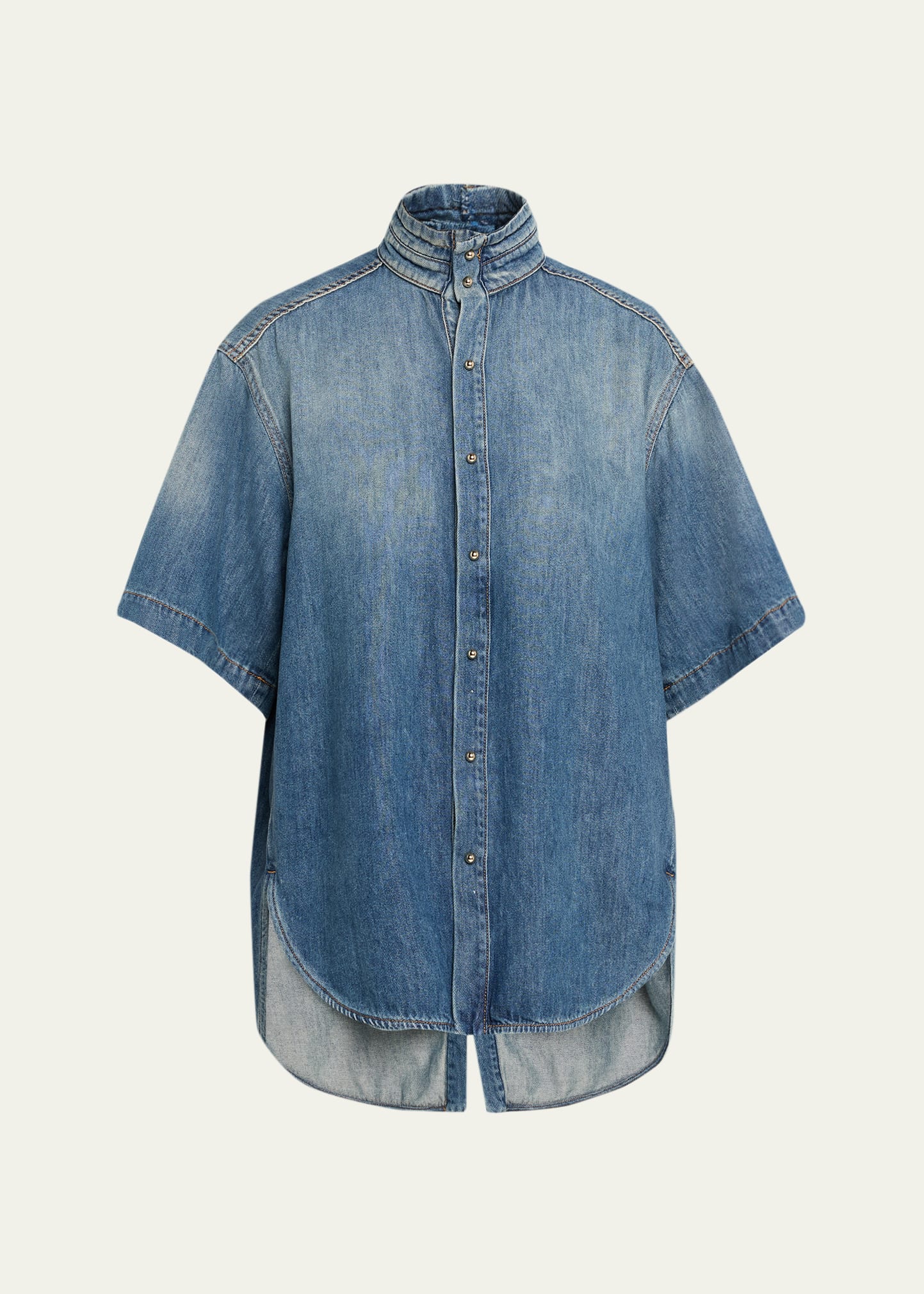 DARKPARK Roberta Short-Sleeve Denim Shirt - Bergdorf Goodman