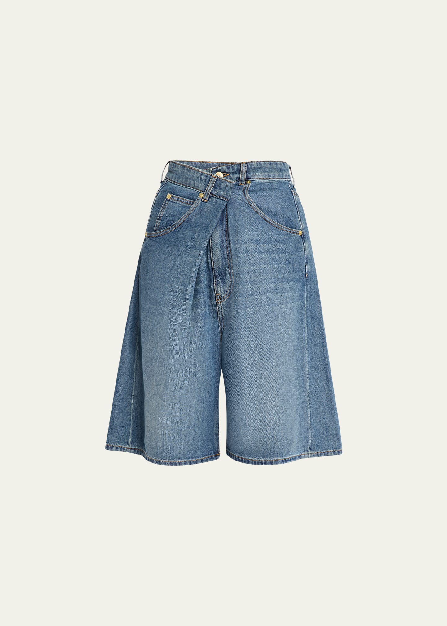 DARKPARK Ines Crossover Denim Shorts - Bergdorf Goodman