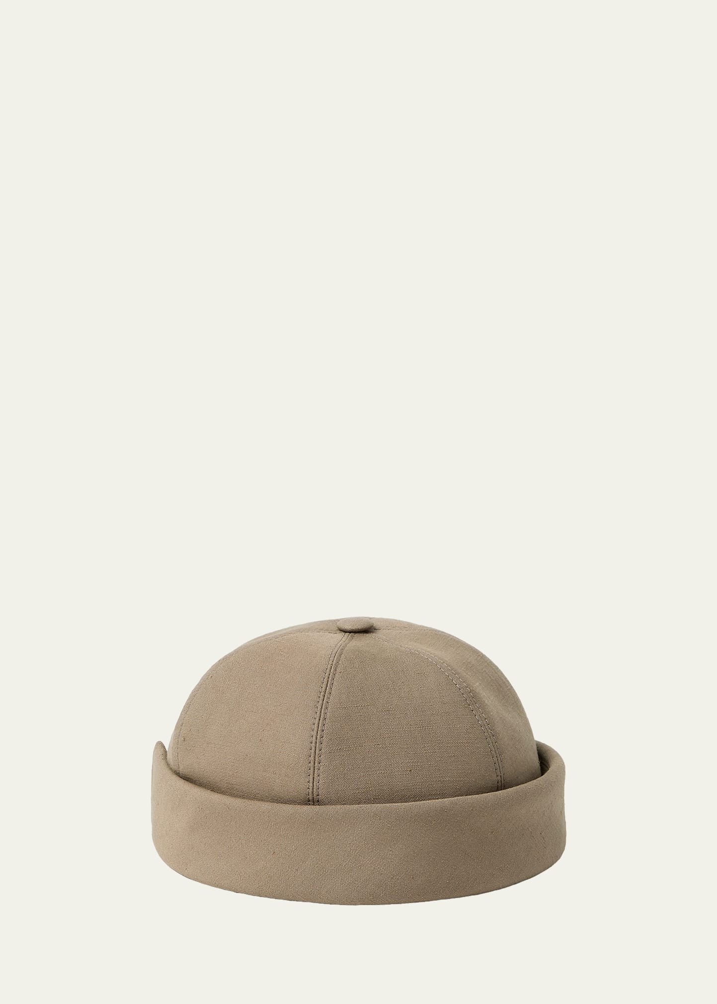 Loro Piana Men's Sasha Linen Beanie Hat with Leather Strap