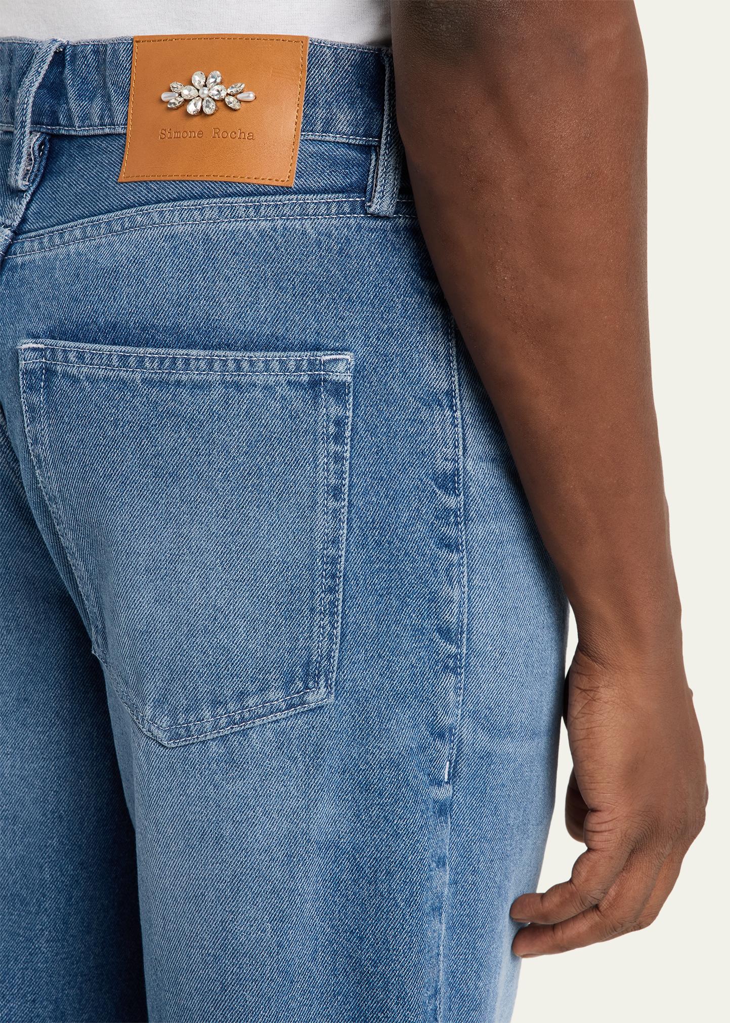 Simone Rocha Men's Embellished Washed Denim Carpenter Jeans