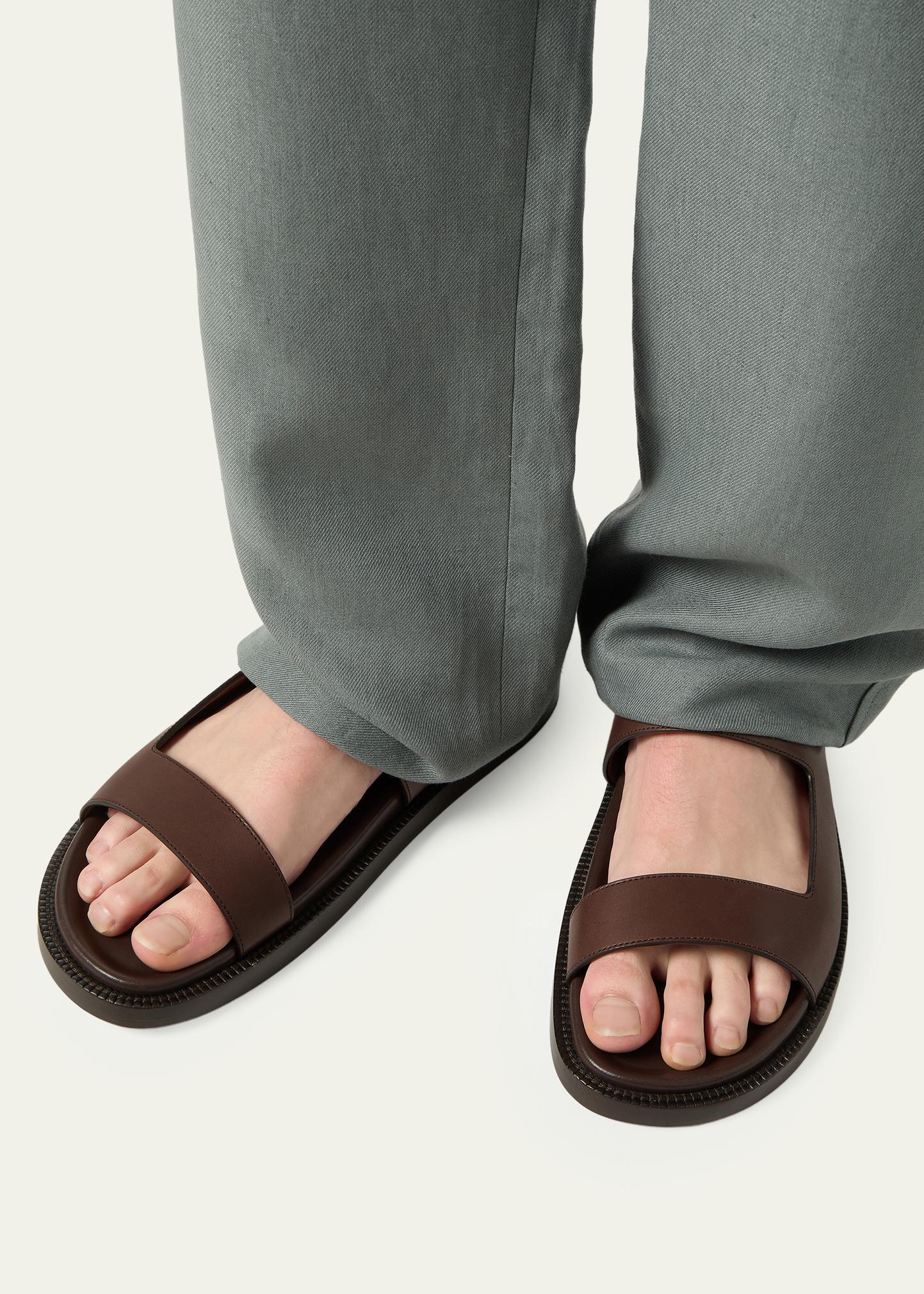 Loro Piana Men's Nama Walk Leather Sandals - Bergdorf Goodman
