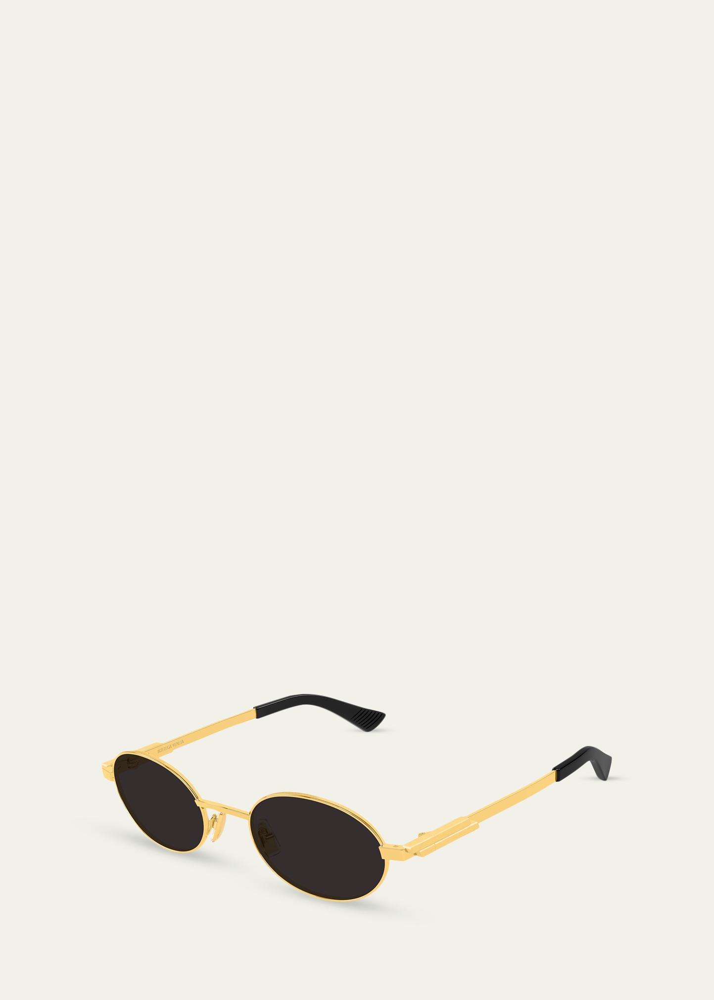 Bottega Veneta Bv1470S Golden Metal Oval Sunglasses - Bergdorf Goodman